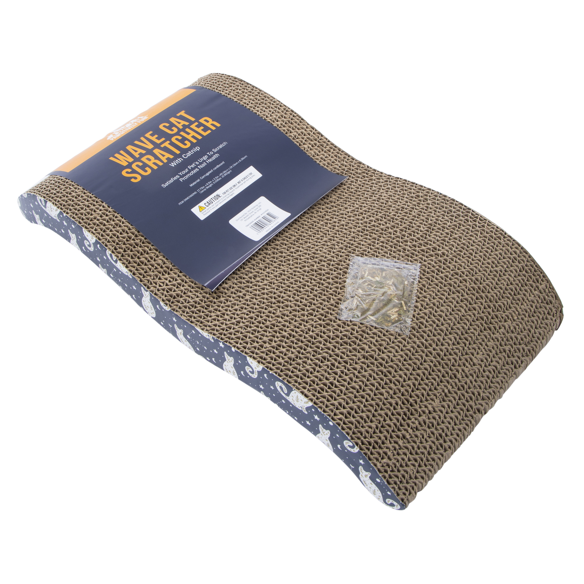 Wavy Cardboard Cat Scratcher With Catnip 17.75in x 9.5in