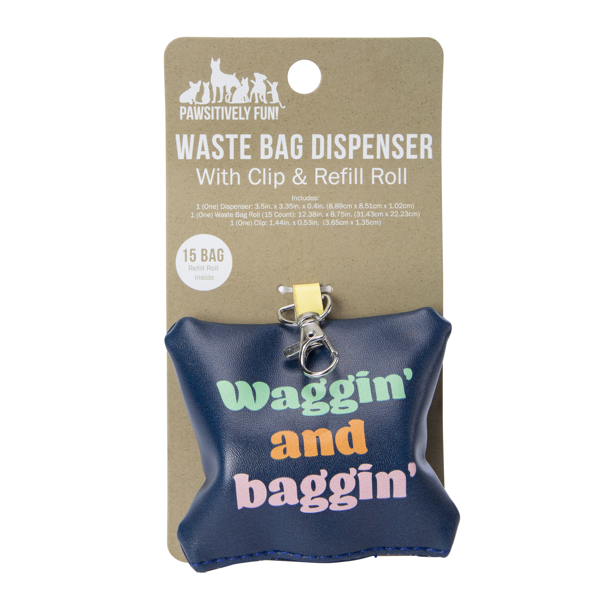 waste bag dispenser with clip & refill roll