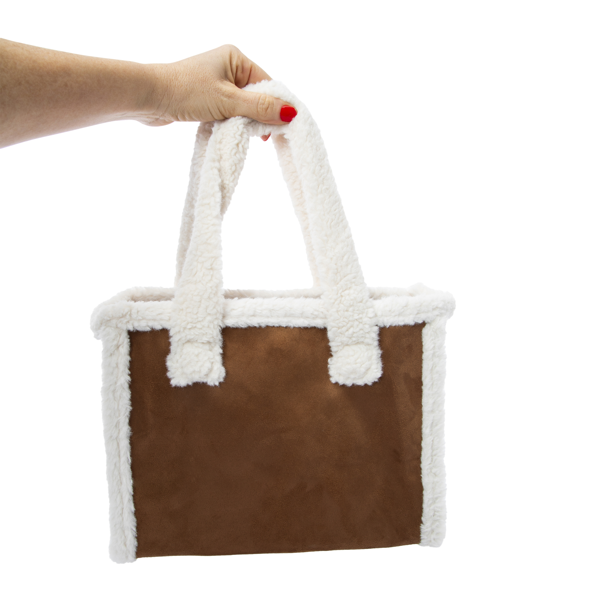 Faux Suede & Sherpa Tote Bag