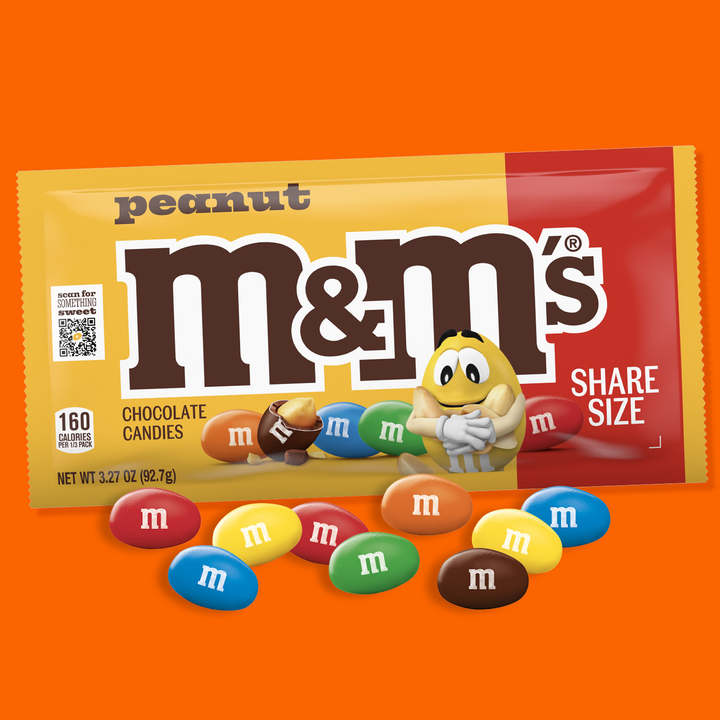 M&M'S Peanut Milk Chocolate Candy, Share Size, 3.27 oz Bag