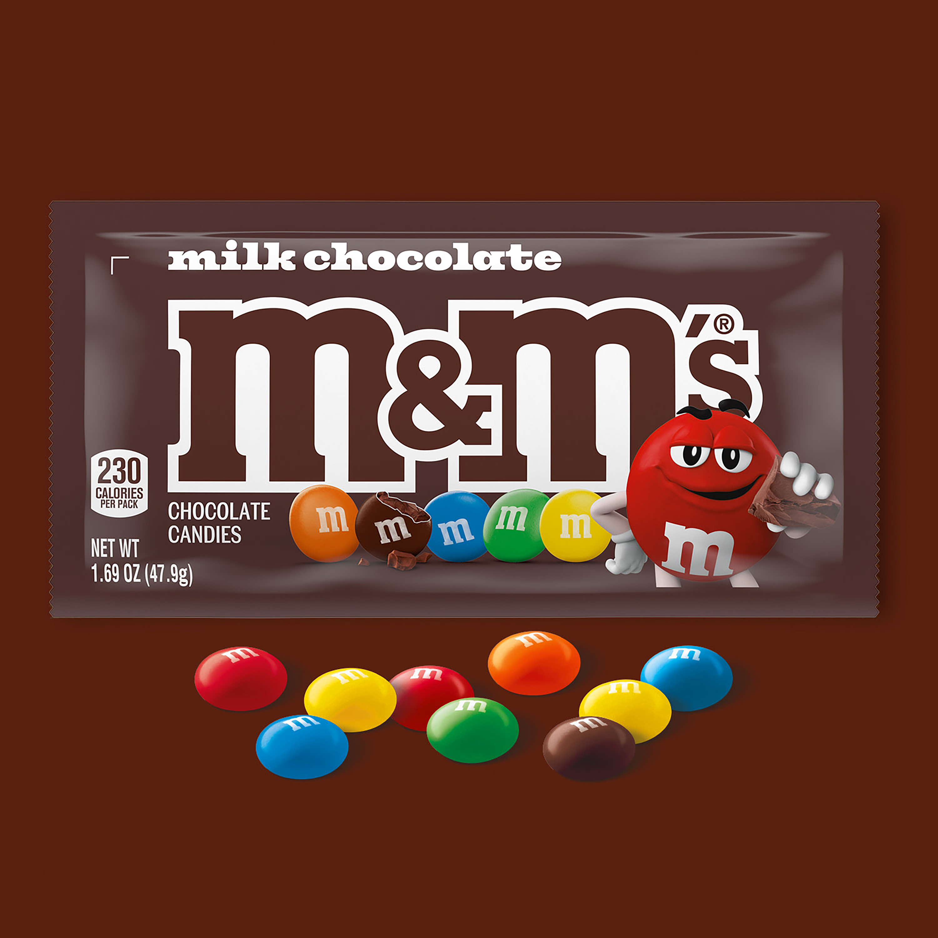 M&M'S Milk Chocolate Candy, Full Size, 1.69 oz Bag