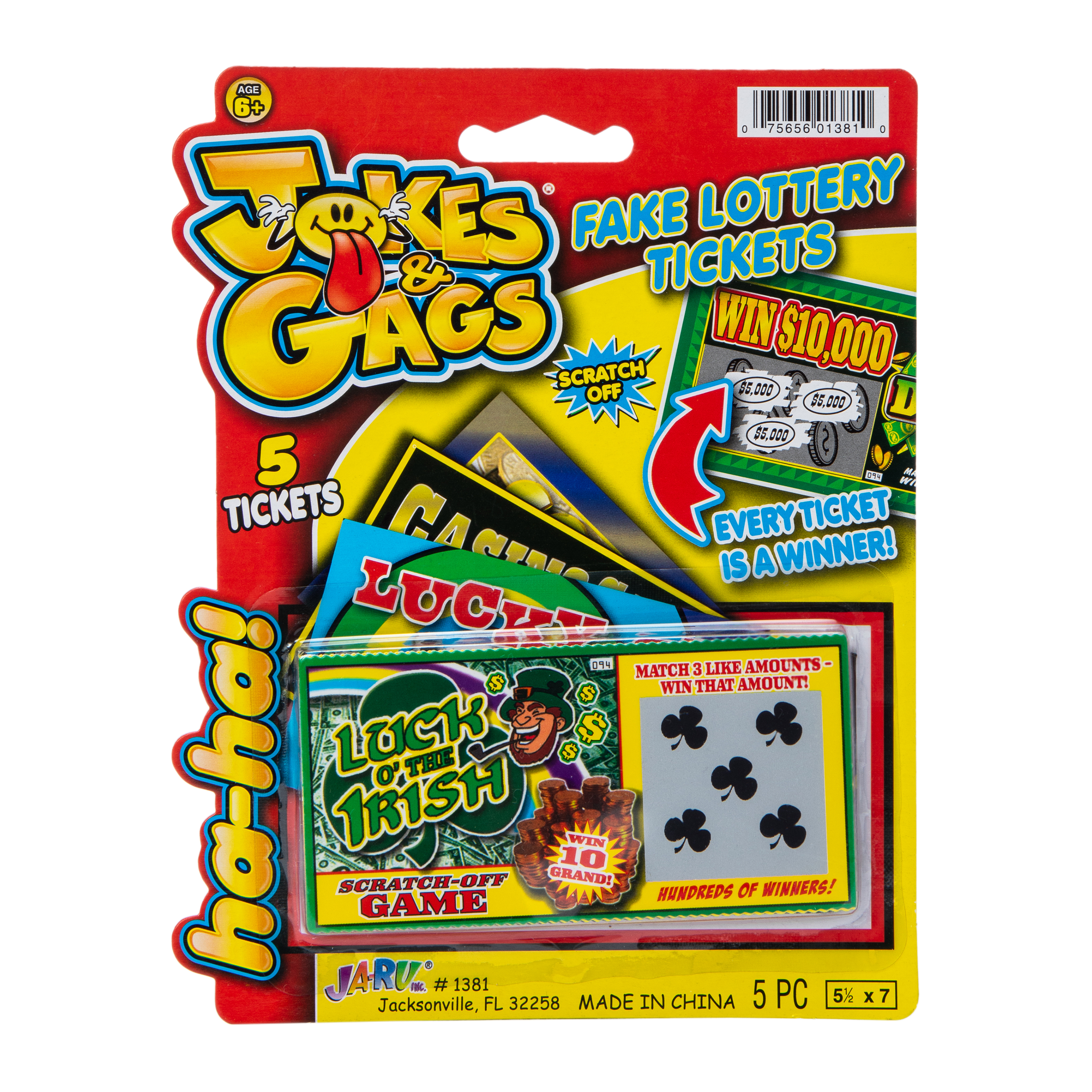 Jokes & Gags® Fake Scratch Off Lottery Tickets 5-Count