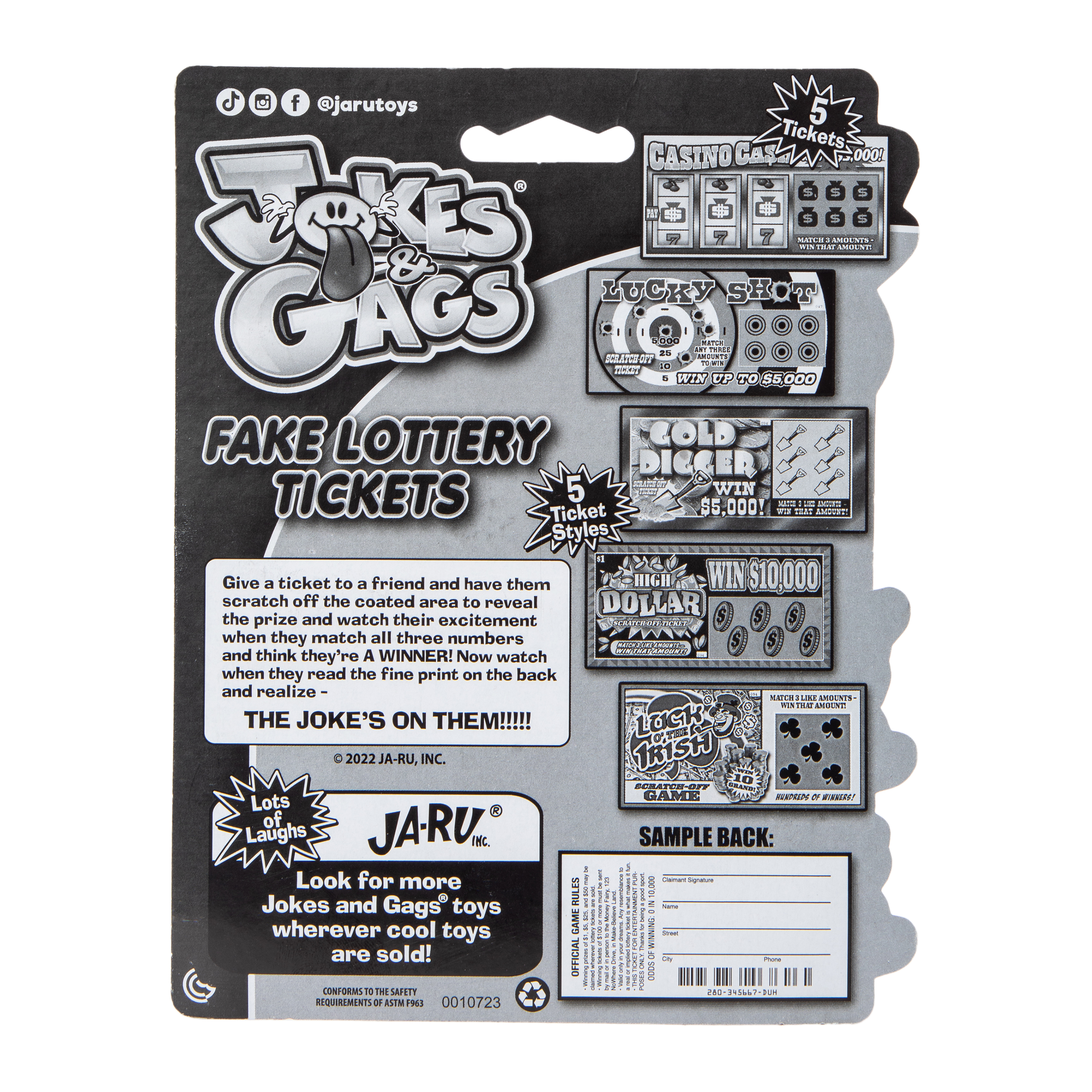 Jokes & Gags® Fake Scratch Off Lottery Tickets 5-Count