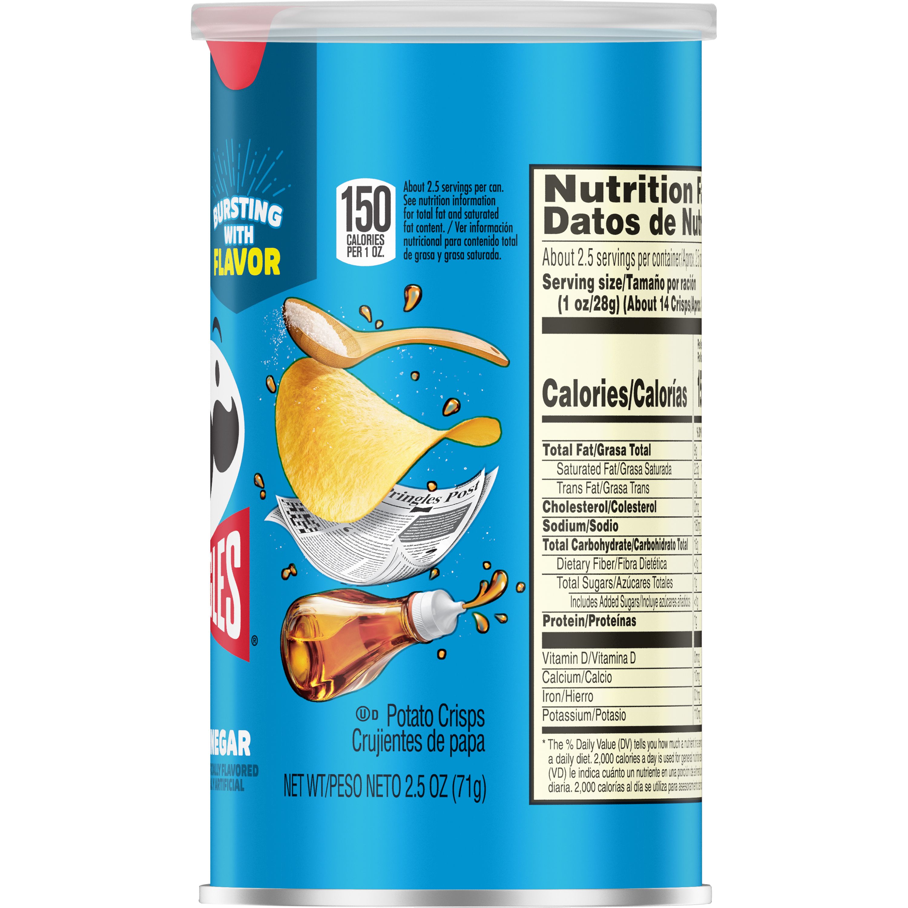 pringles® grab n' go salt and vinegar potato crisps 1.4oz