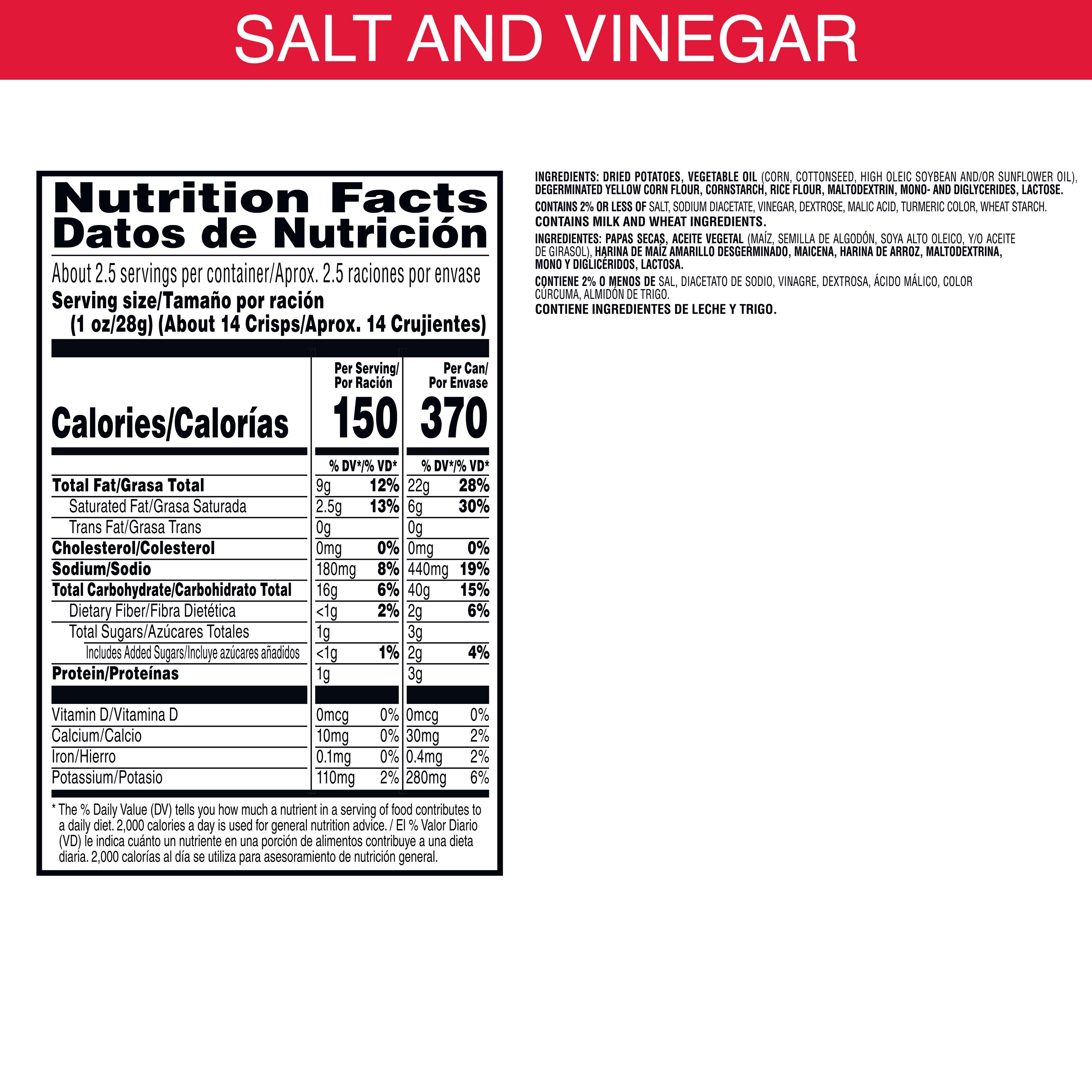pringles® grab n' go salt and vinegar potato crisps 1.4oz