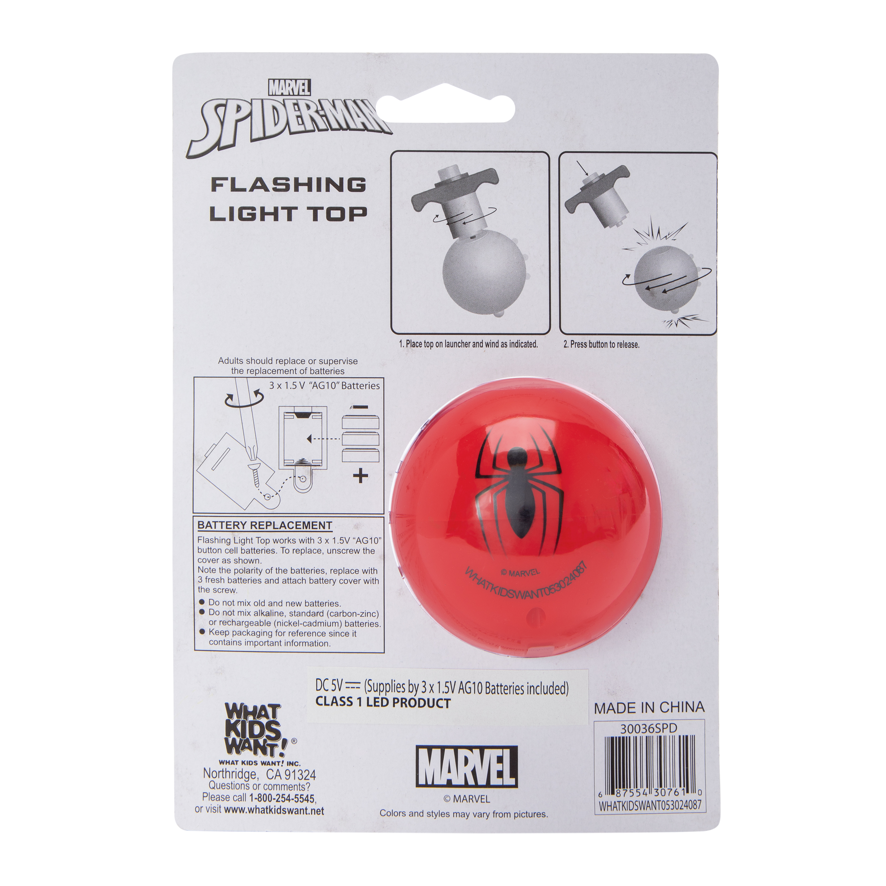 Spider-Man Flashing Light Top