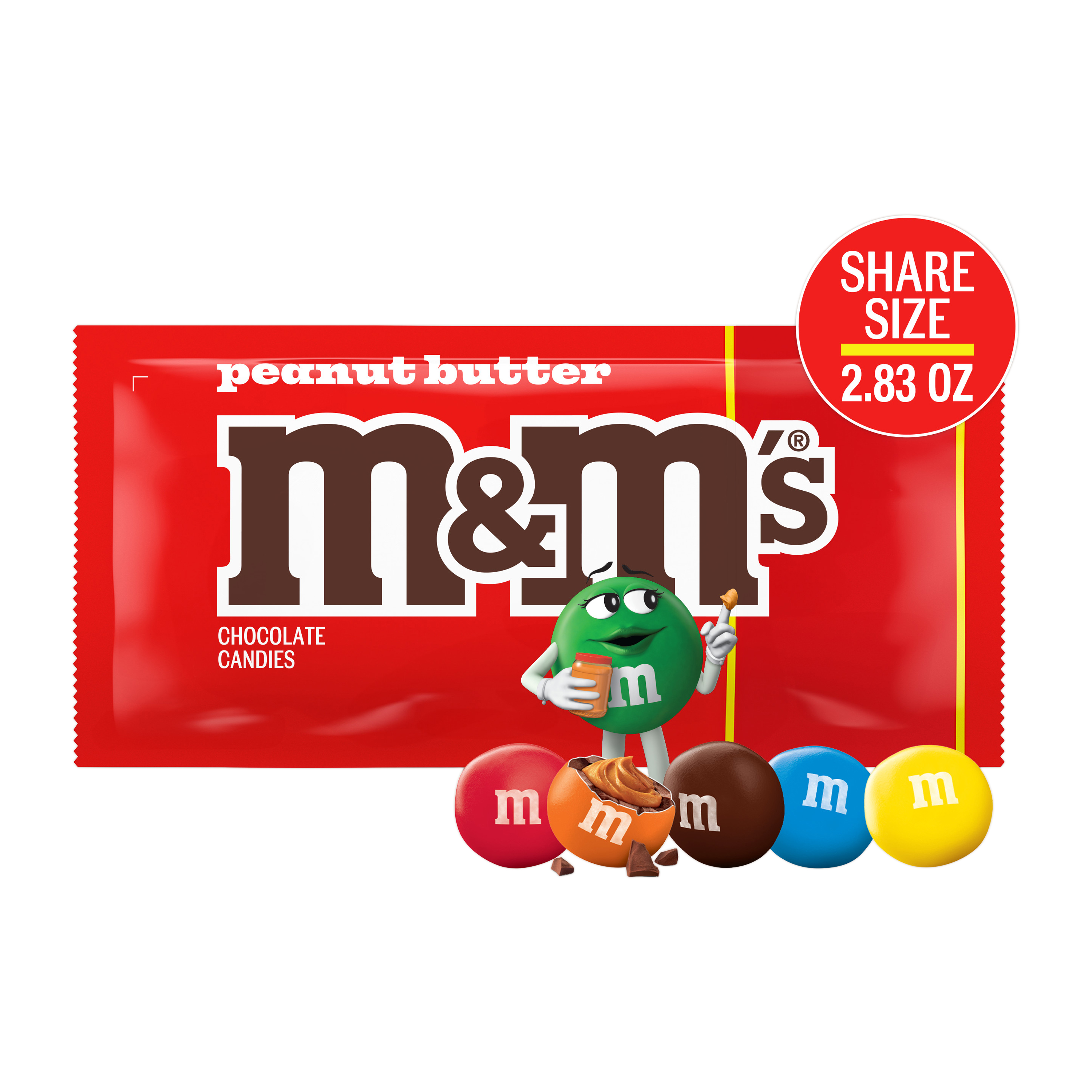 M&M'S Peanut Butter Milk Chocolate Candy, Share Size, 2.83 oz Bag