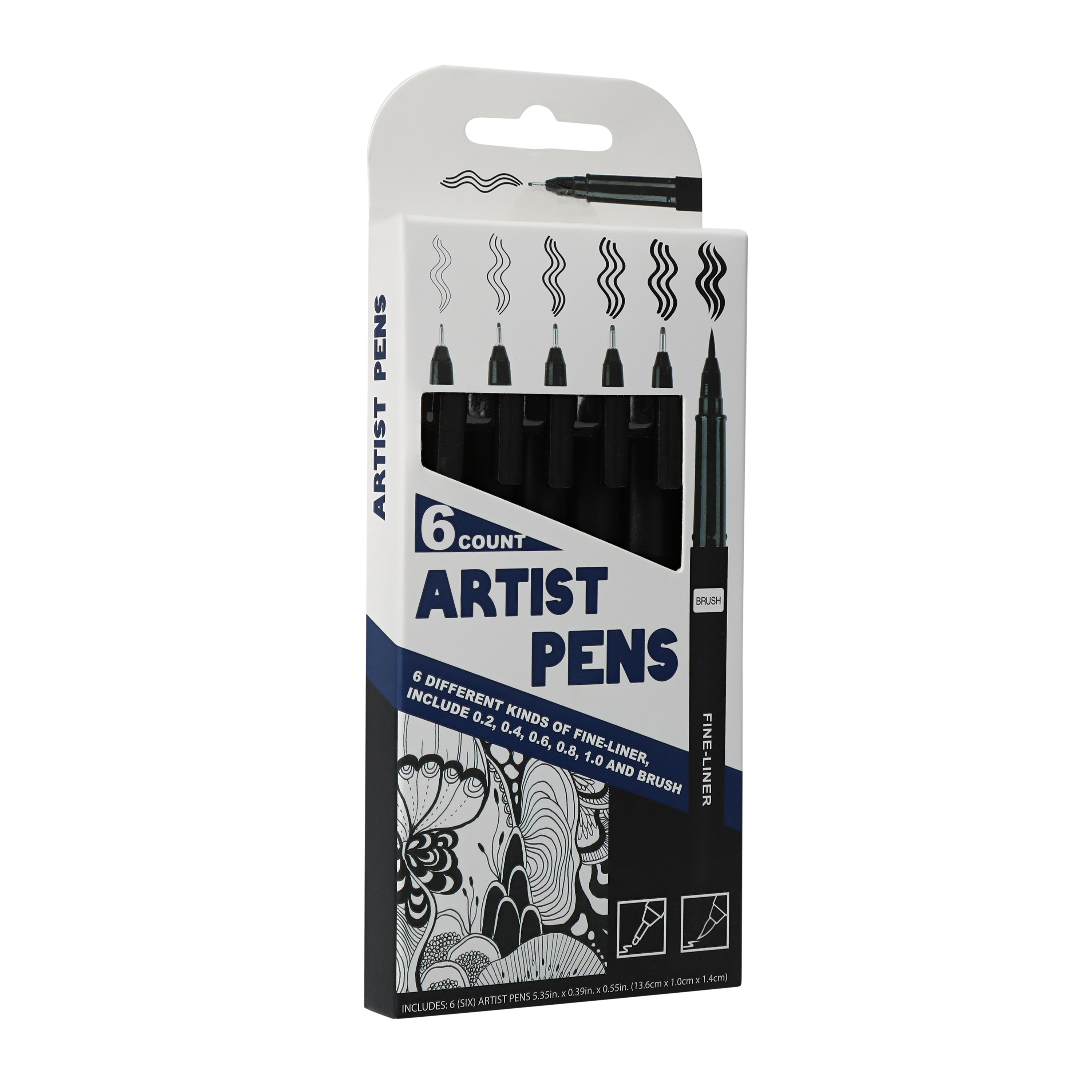 6-count artist pens set - black ink