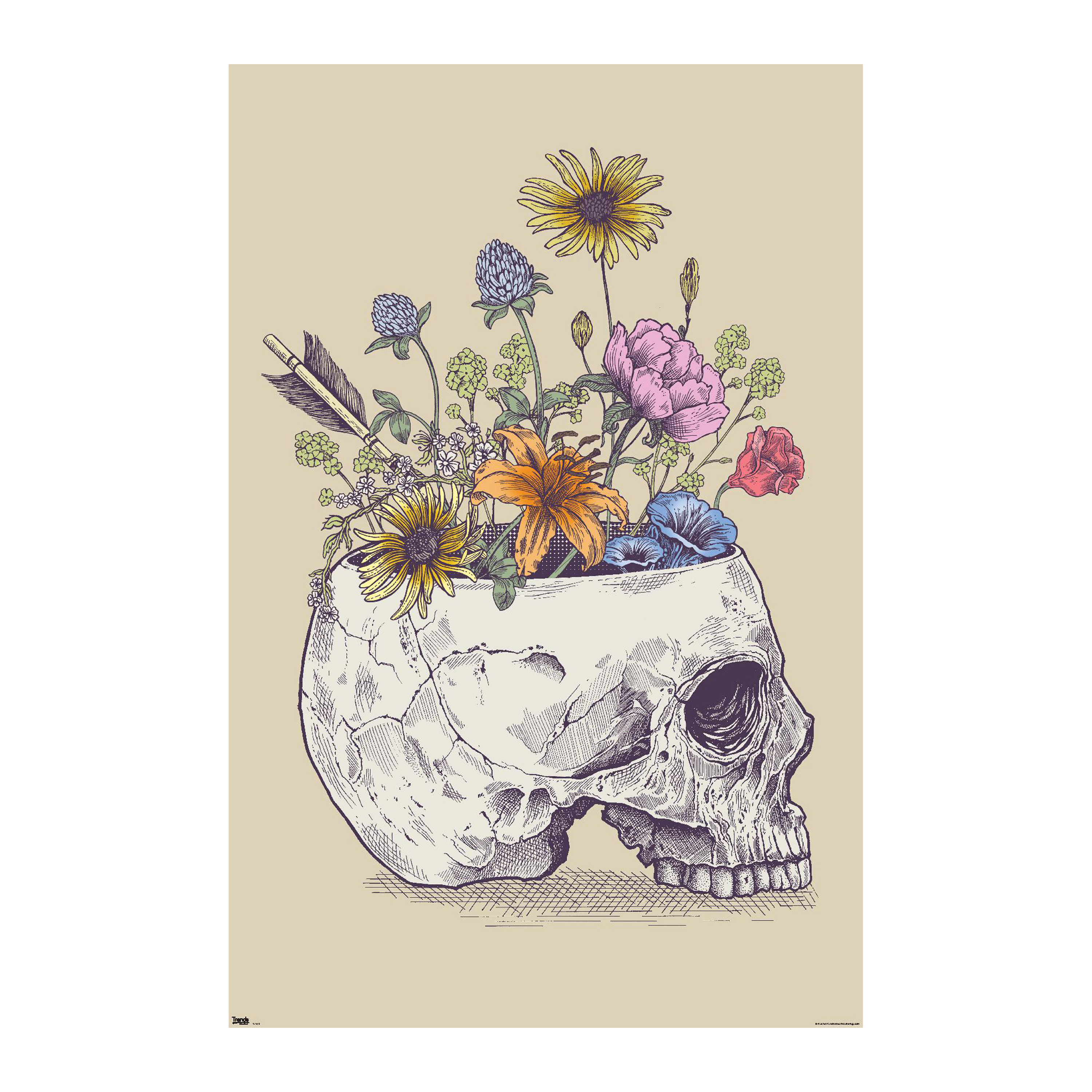Rachel Caldwell Flower Skull Poster 22.37in x 34in | Five Below