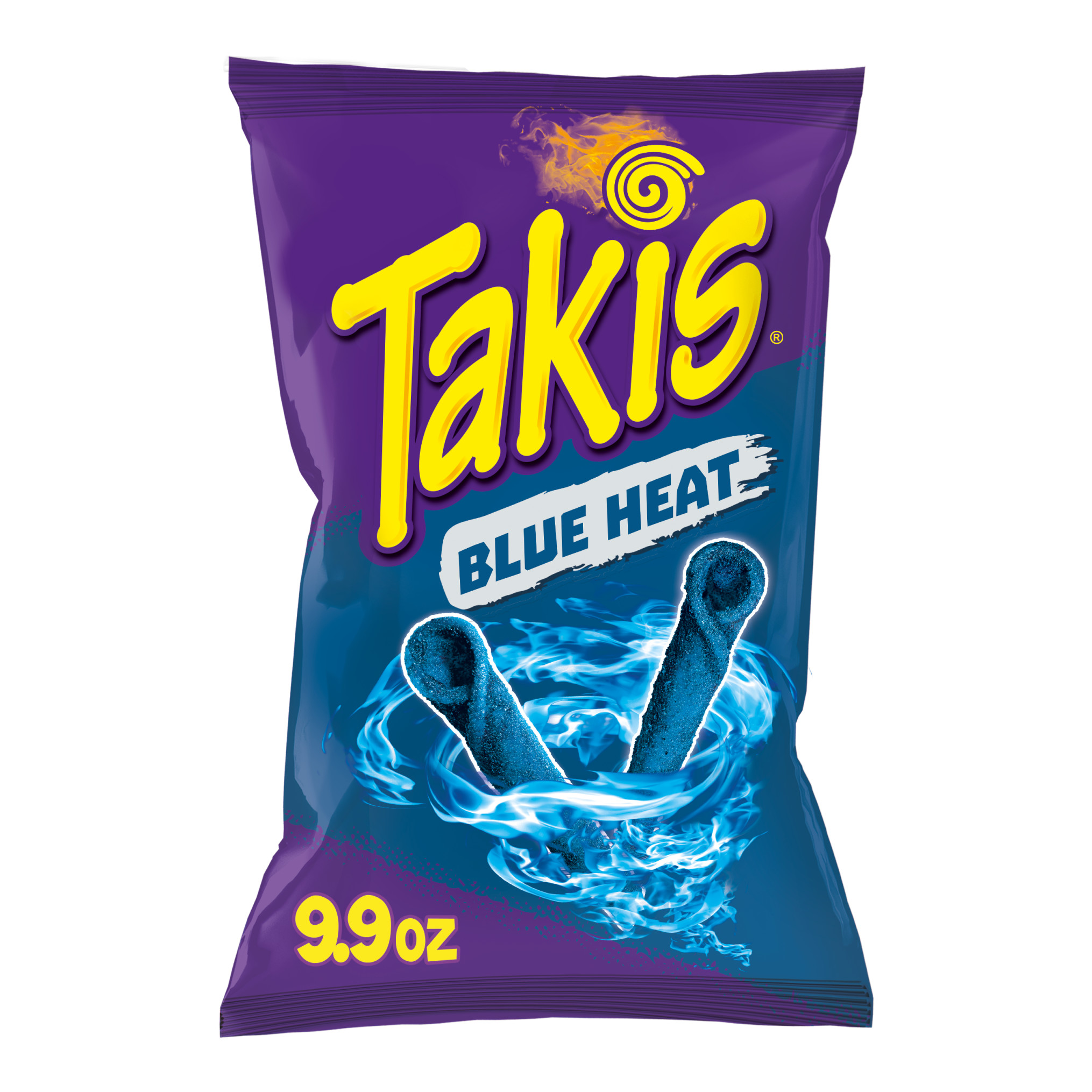 Takis blue heat rolled tortilla chips, hot chili pepper artificially flavored, 9.9oz bag