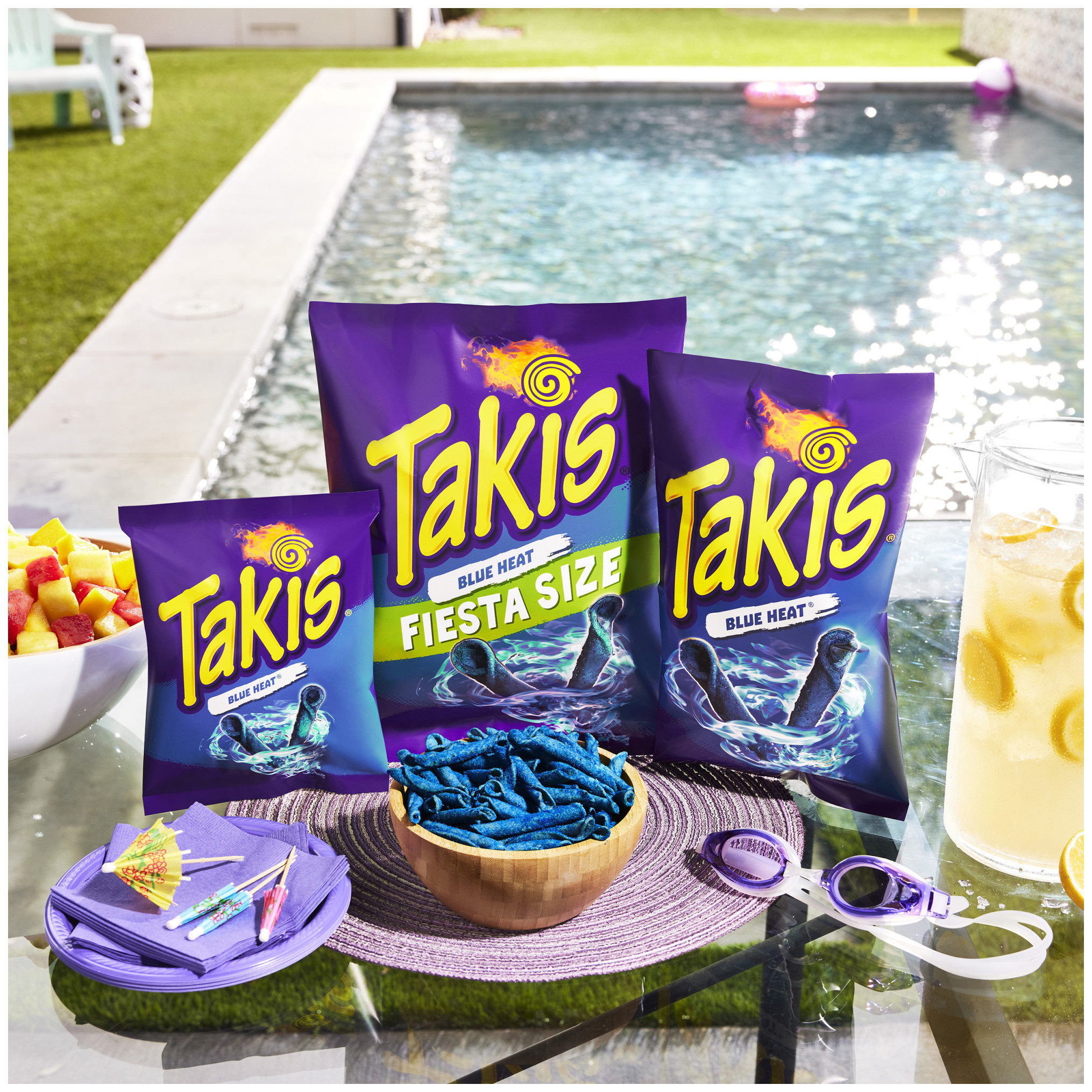 Takis blue heat rolled tortilla chips, hot chili pepper artificially flavored, 9.9oz bag