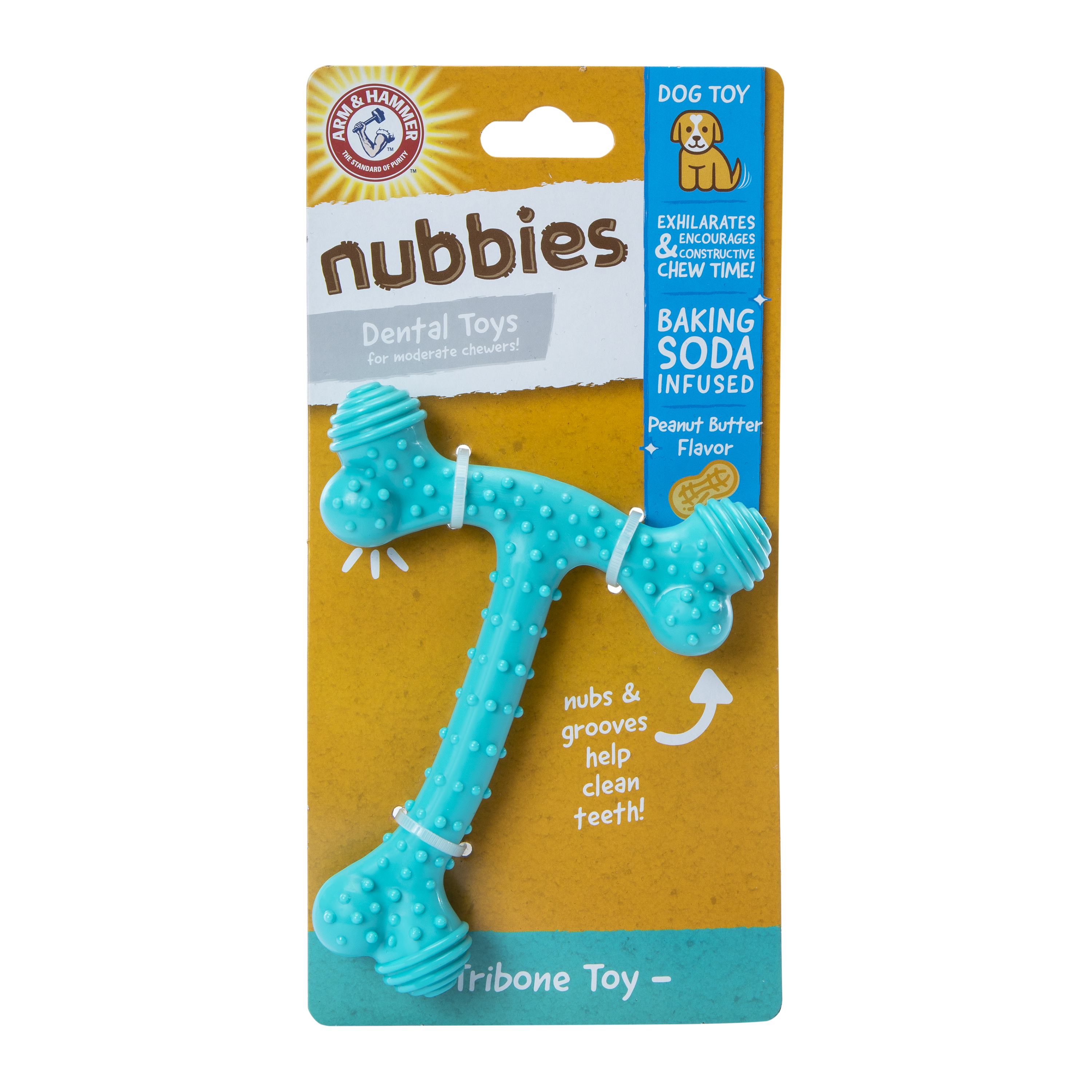 Arm & Hammer® Nubbies Tribone Dog Chew Toy - Peanut Butter Flavor