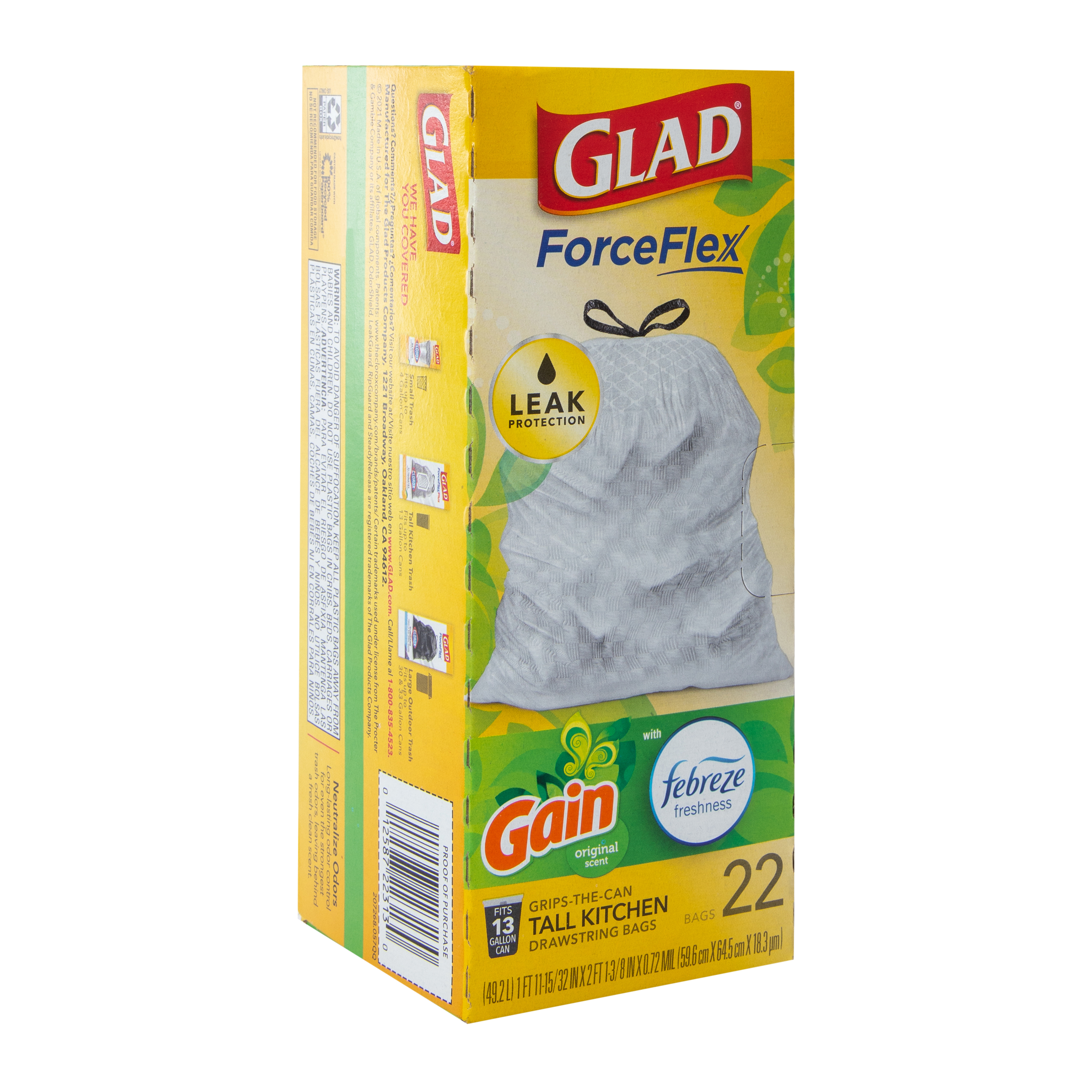 Glad® 13-Gallon Scented Force Flex Tall Kitchen Trash Bags 22-Count