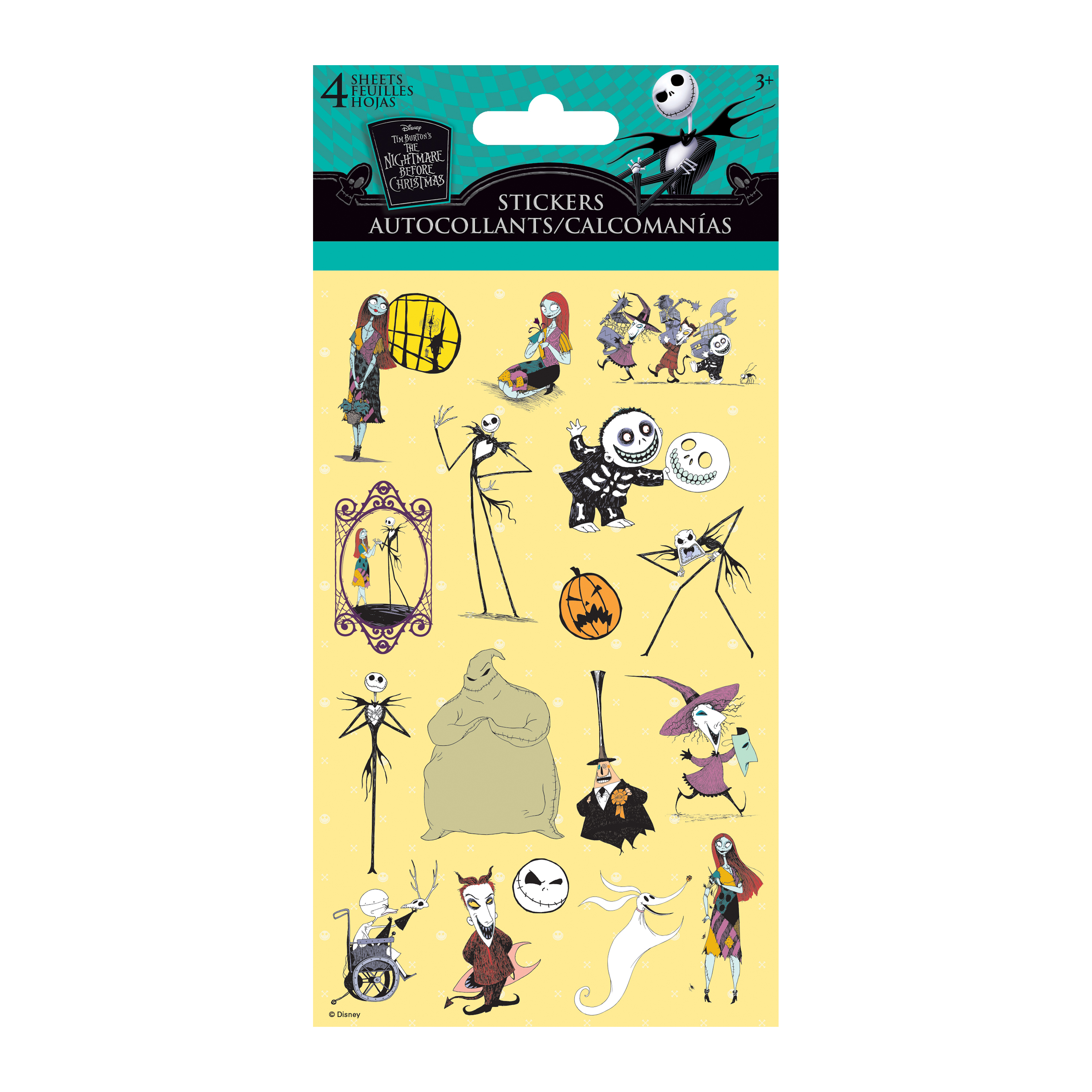 Disney Tim Burton's The Nightmare Before Christmas Stickers 4-Sheets