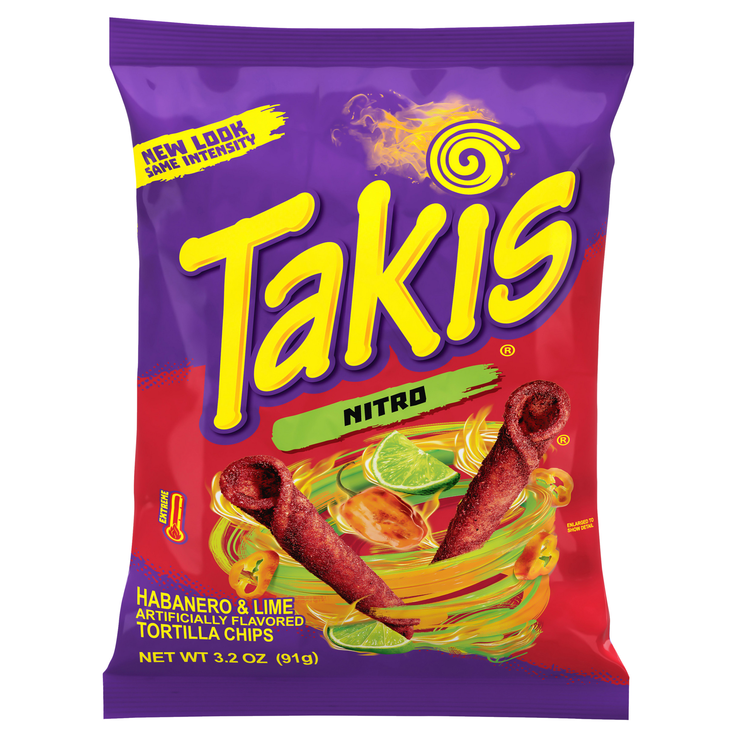 Takis nitro rolled tortilla chips, habanero and lime artificially flavored, 3.2oz bag