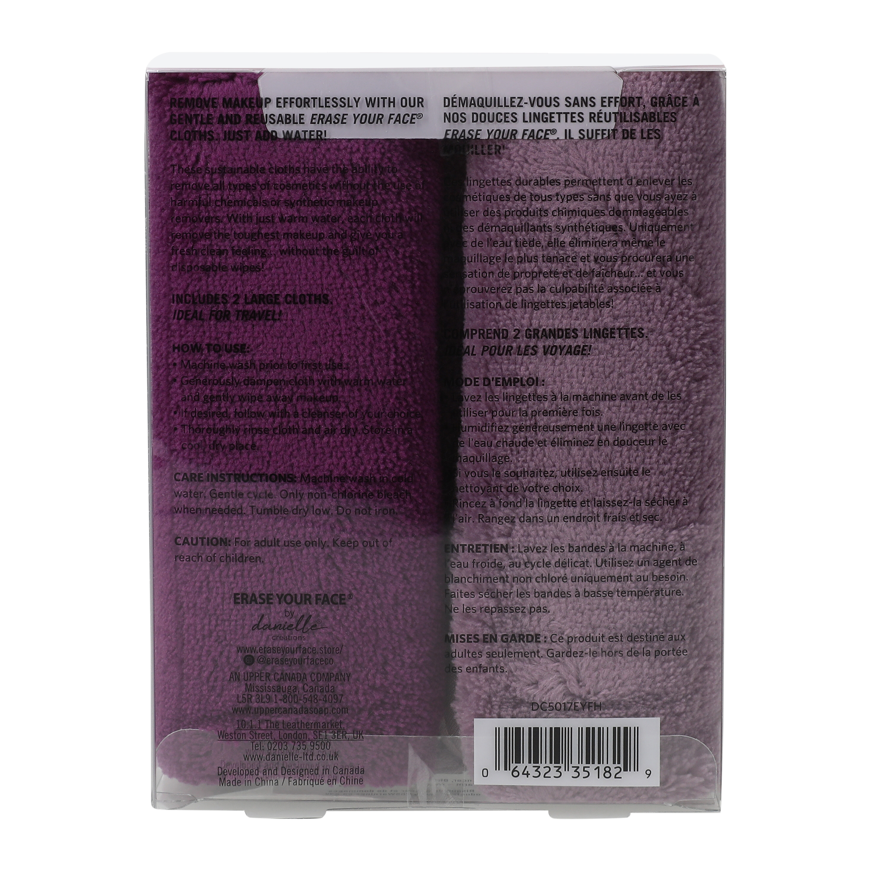 Danielle Creations® Erase Your Face Makeup Removing Cloths 2-Count