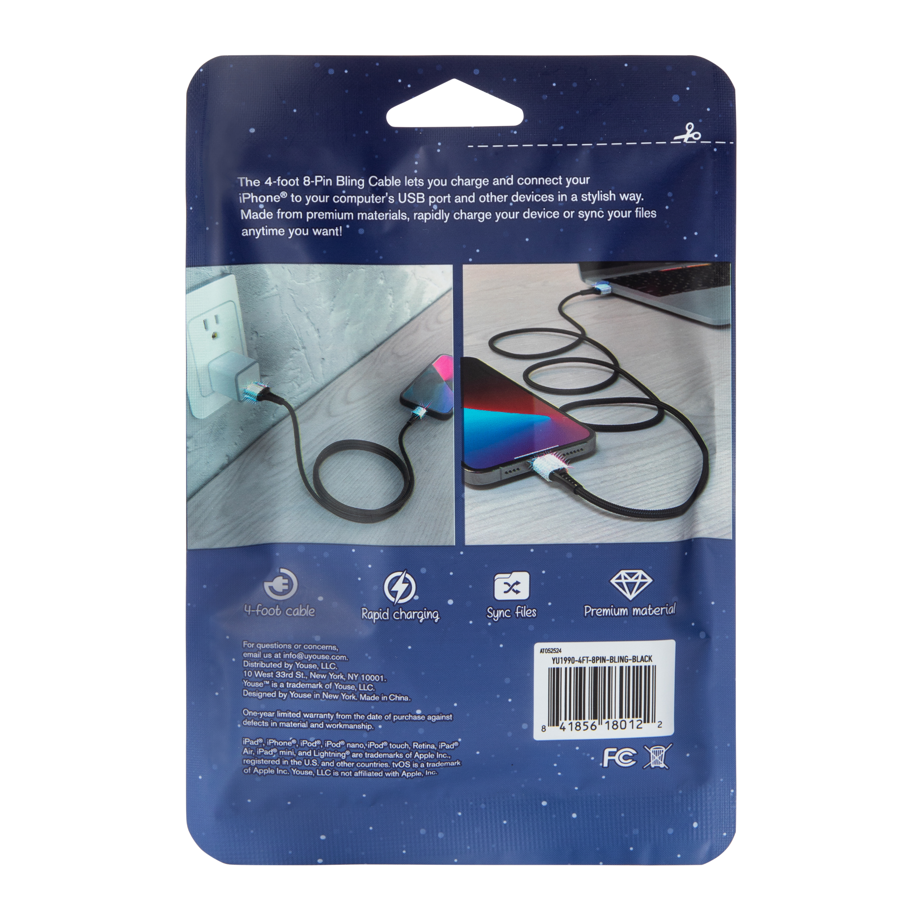 4ft 8-Pin Bling Cable