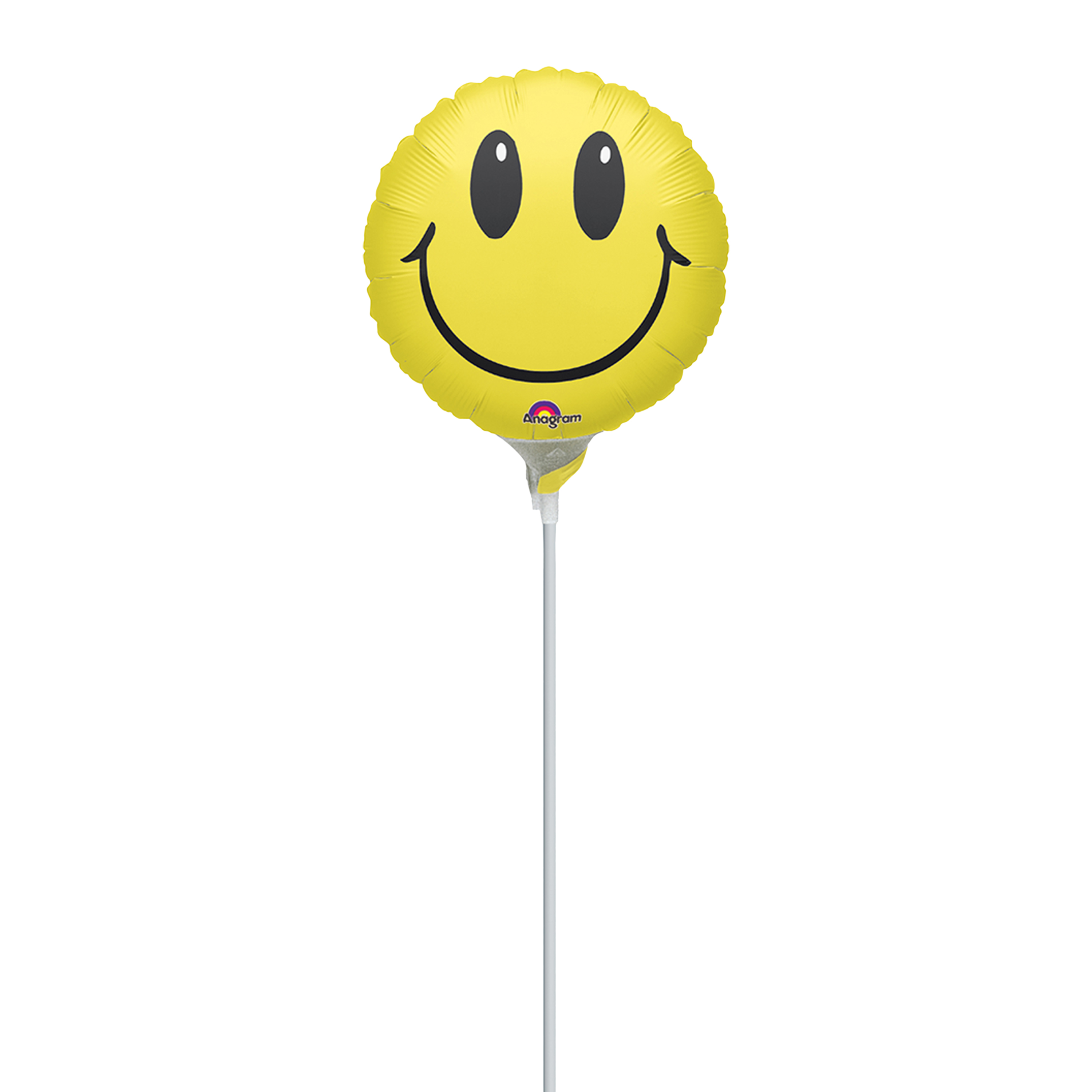 Happy Face Pre-Inflated Stick Balloon 9in