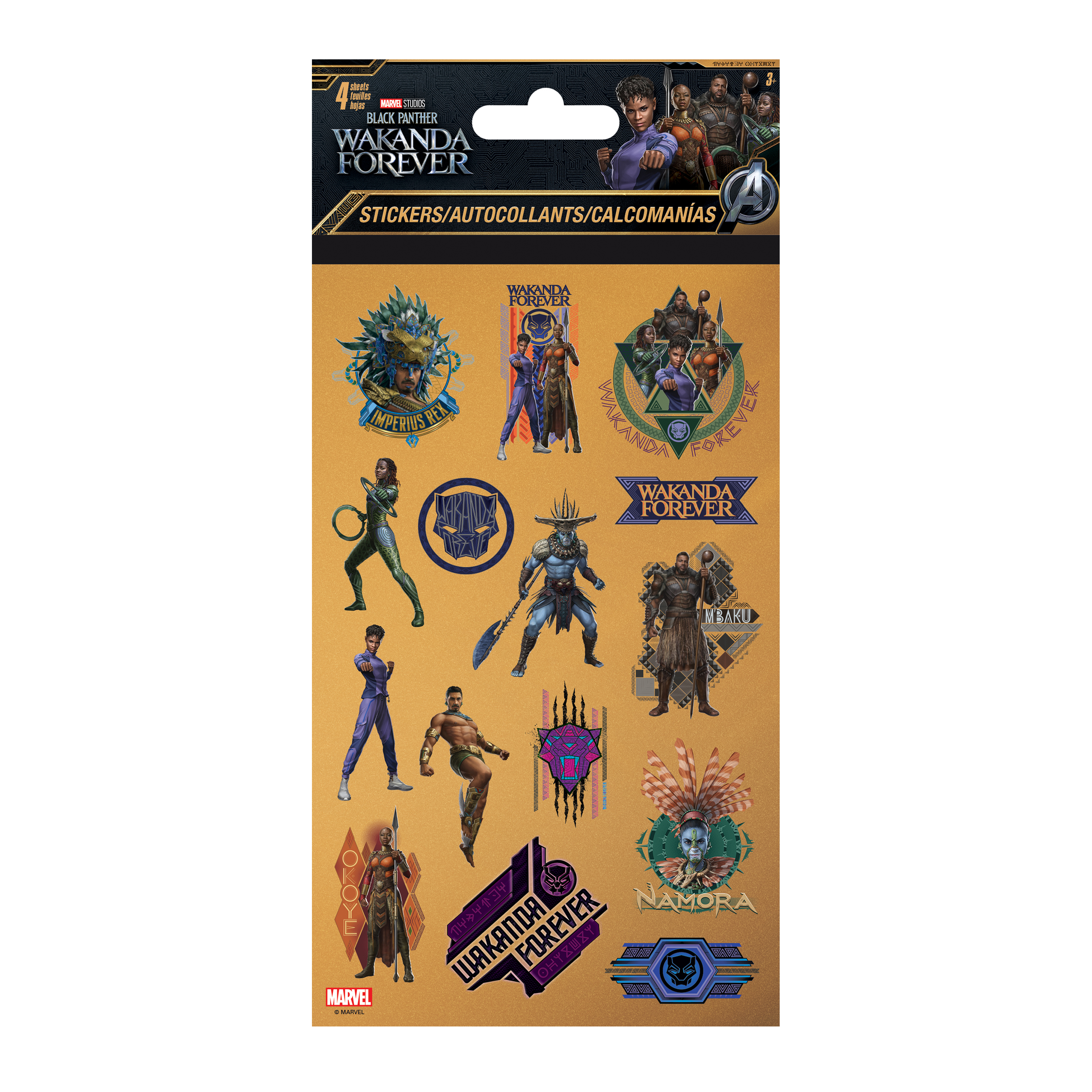 Black Panther 'Wakanda Forever' Stickers 4 Sheets