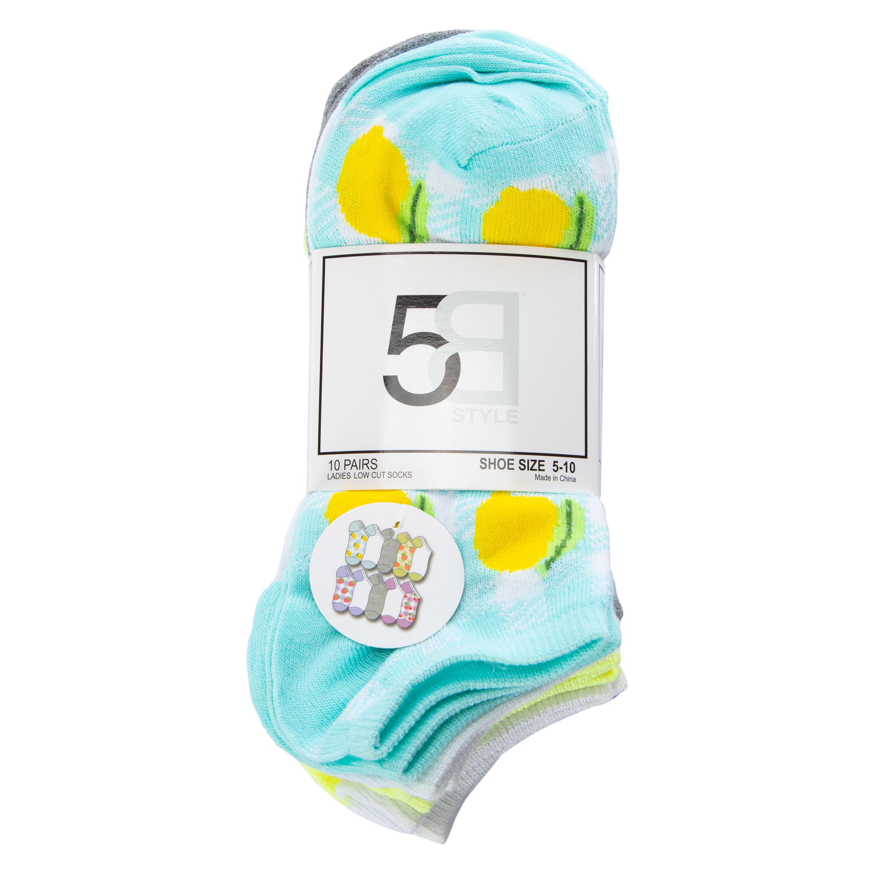 Ladies Ankle Socks 10-Pack - Fruits