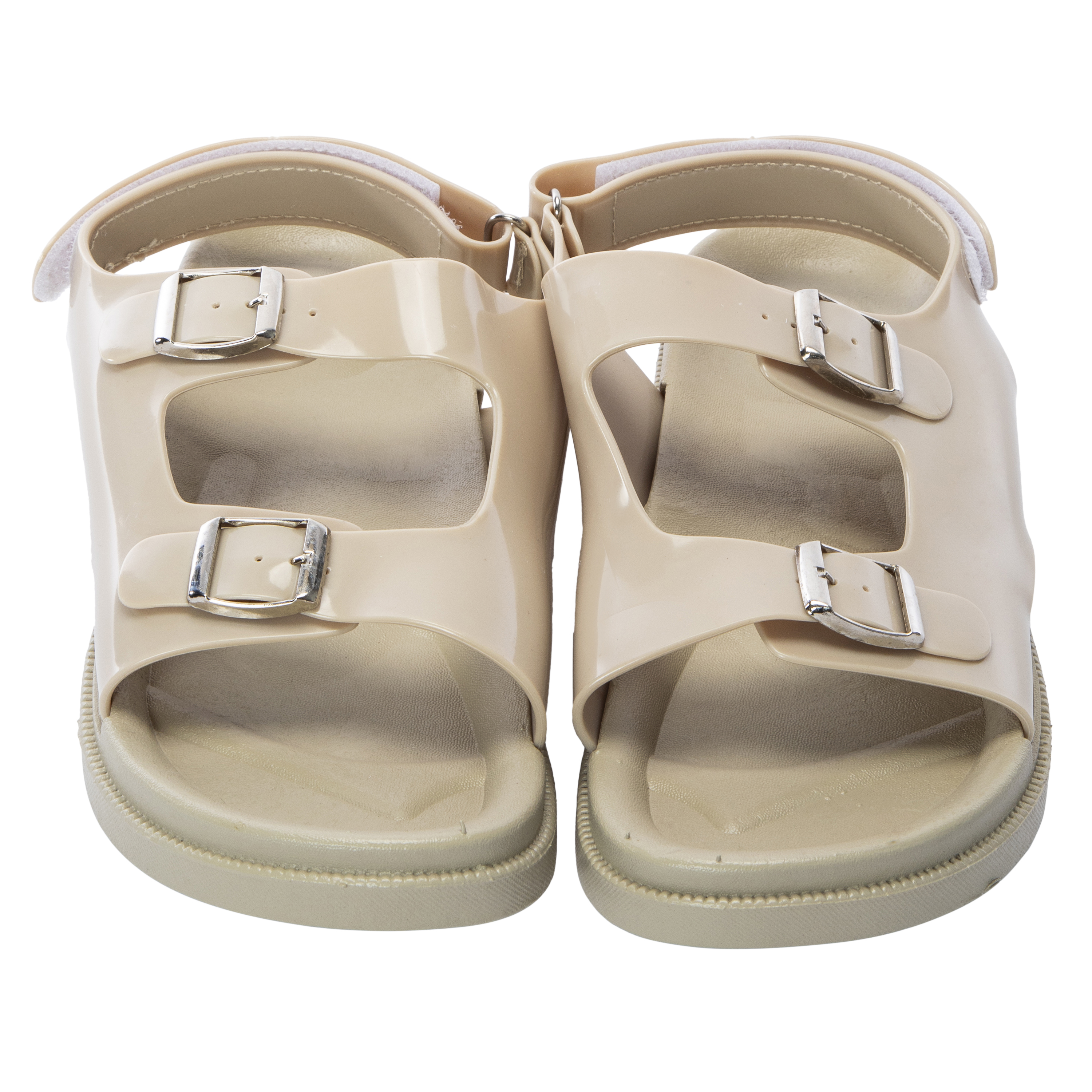 Ladies Black Patent Double Buckle Sandals