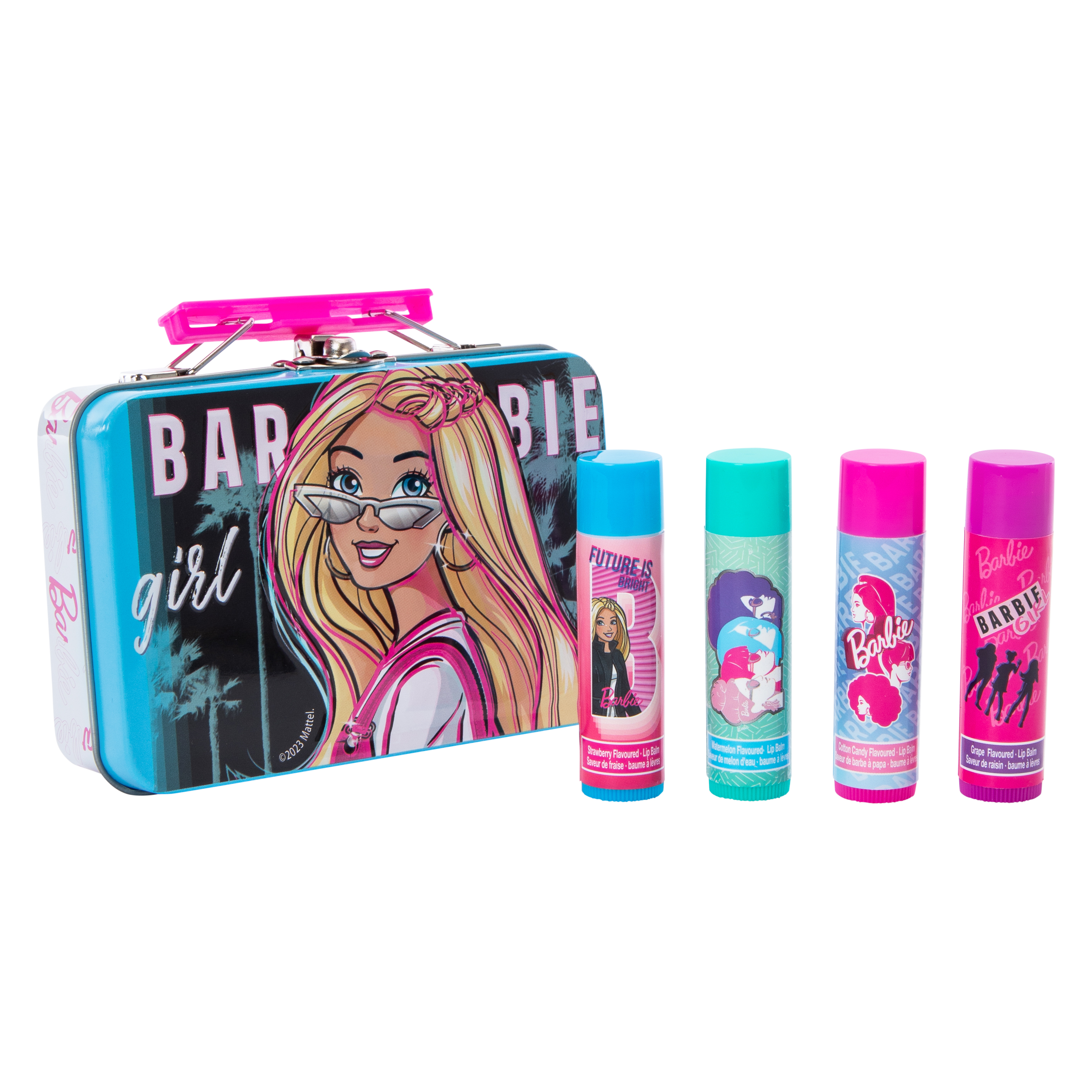 barbie™ flavored lip balm set with collectible tin