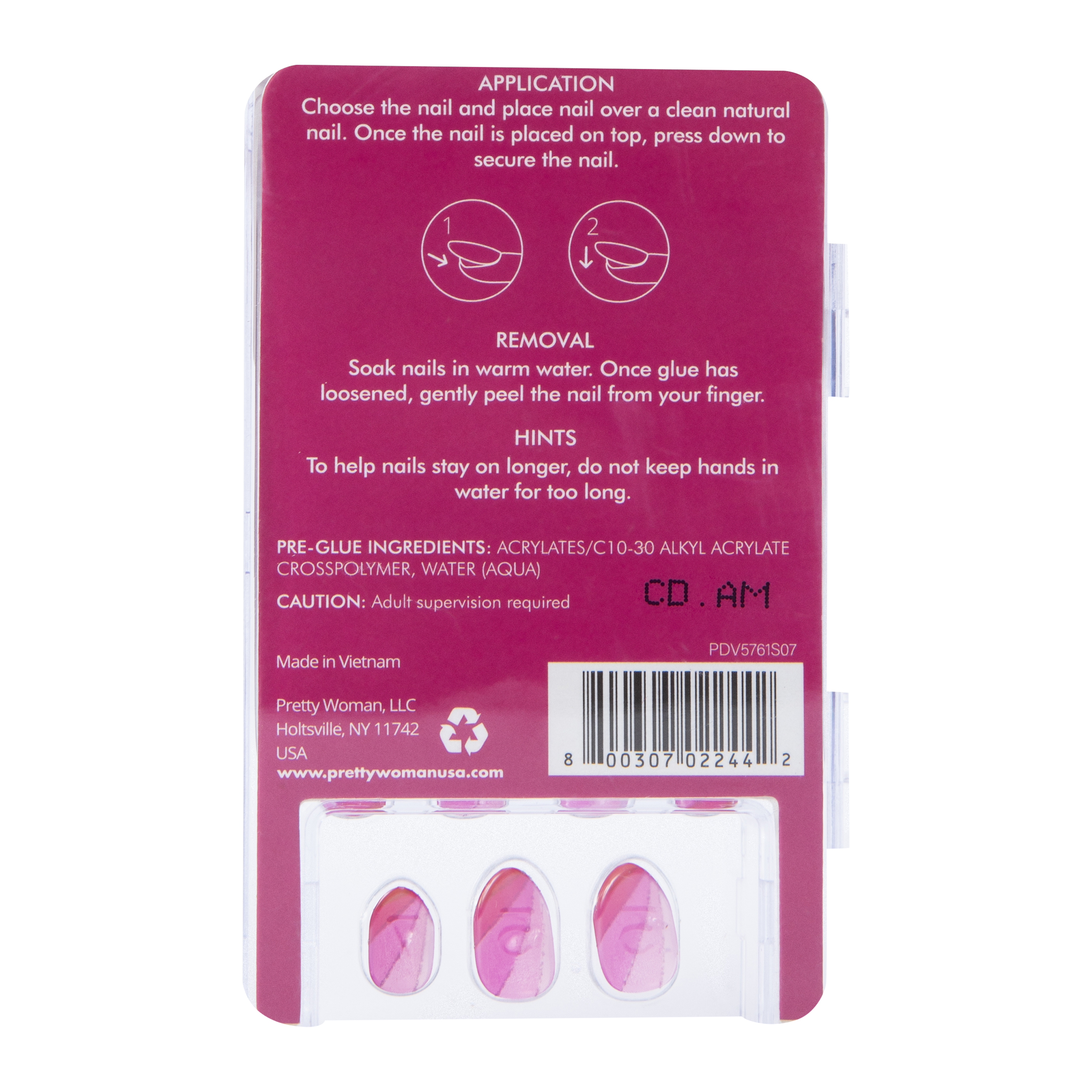 Pretty Woman Touch Of Glitter Kids Press On Faux Nails 24-Piece Set