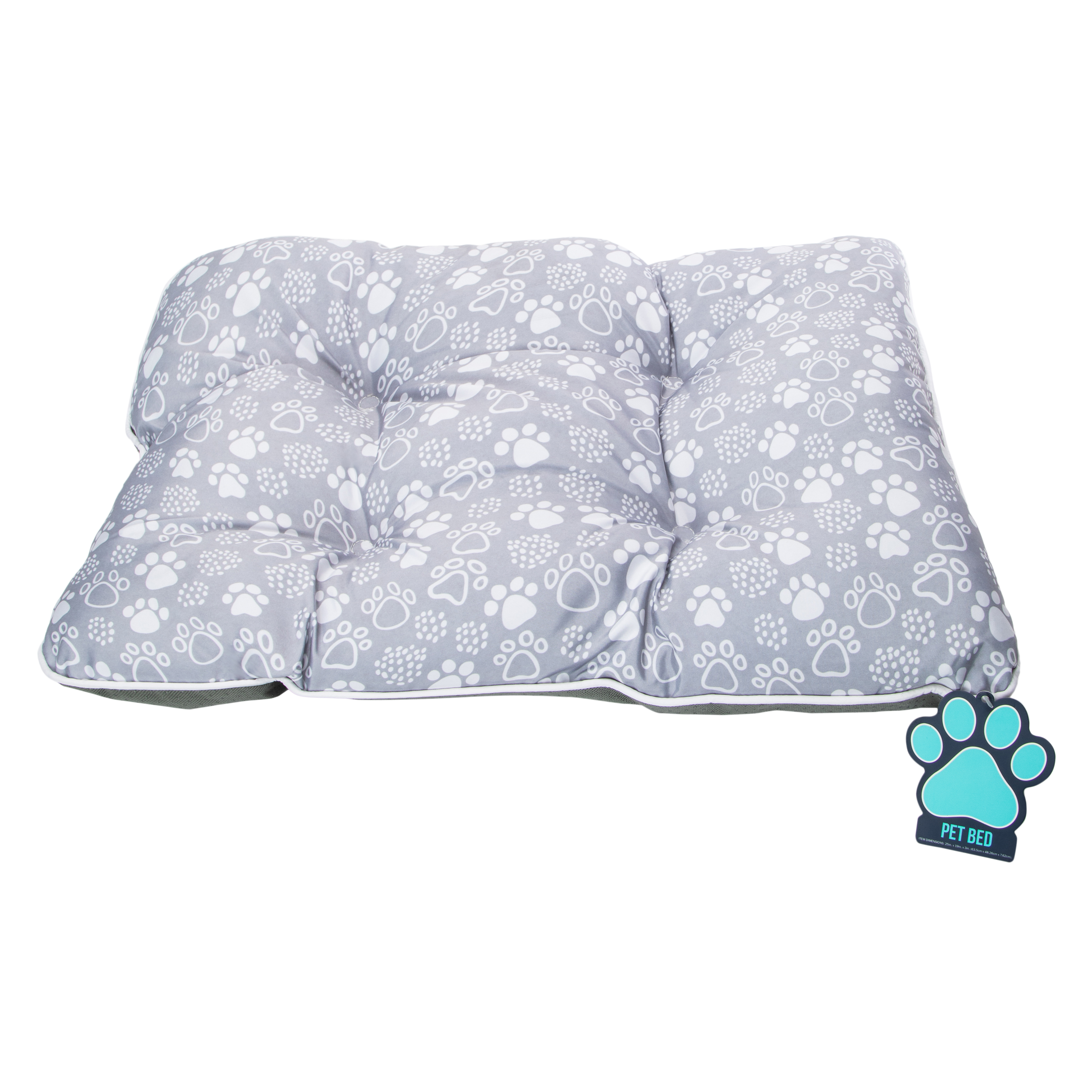 Paws Tufted Pet Bed 25in x 19in