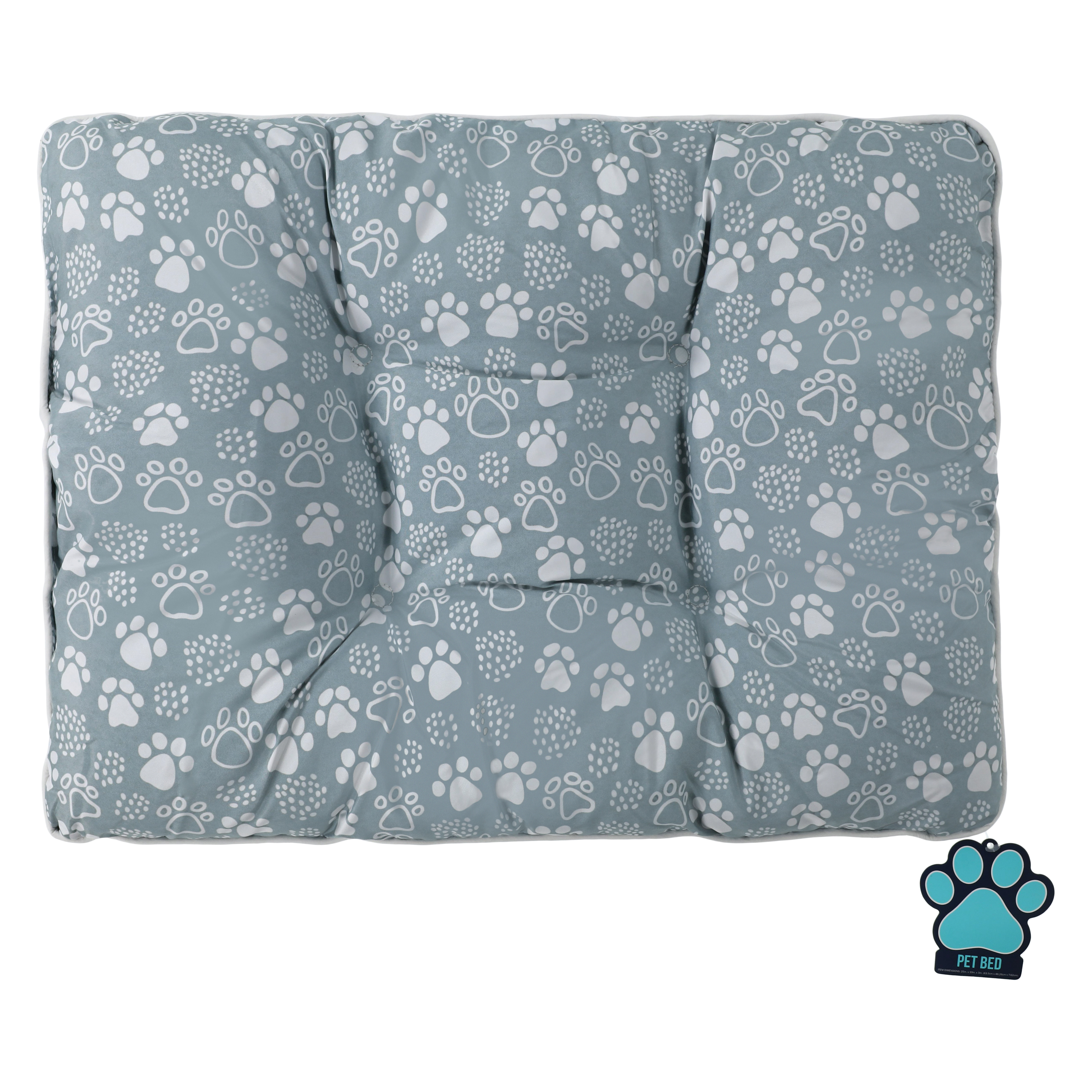 Paws Tufted Pet Bed 25in x 19in