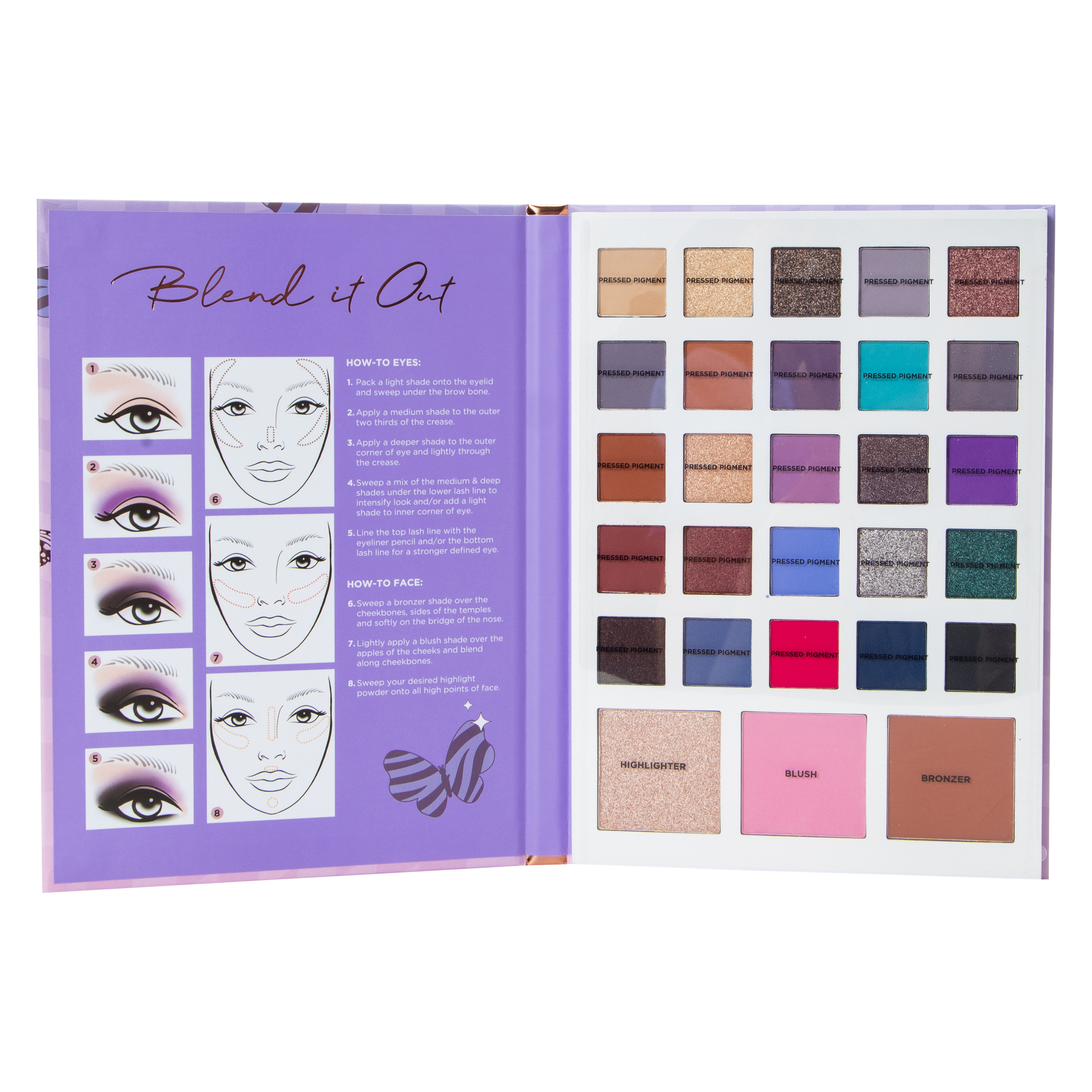 Profusion Beauty Book Eye & Face Palette 28-Piece Set - Butterfly