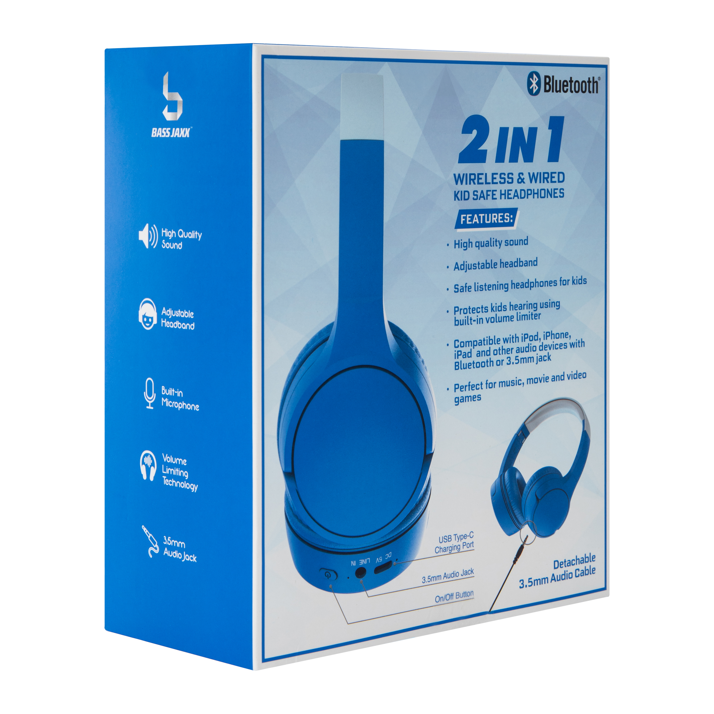 2-in-1 Wireless & Wired Bluetooth® Kid-Safe Headphones With Mic