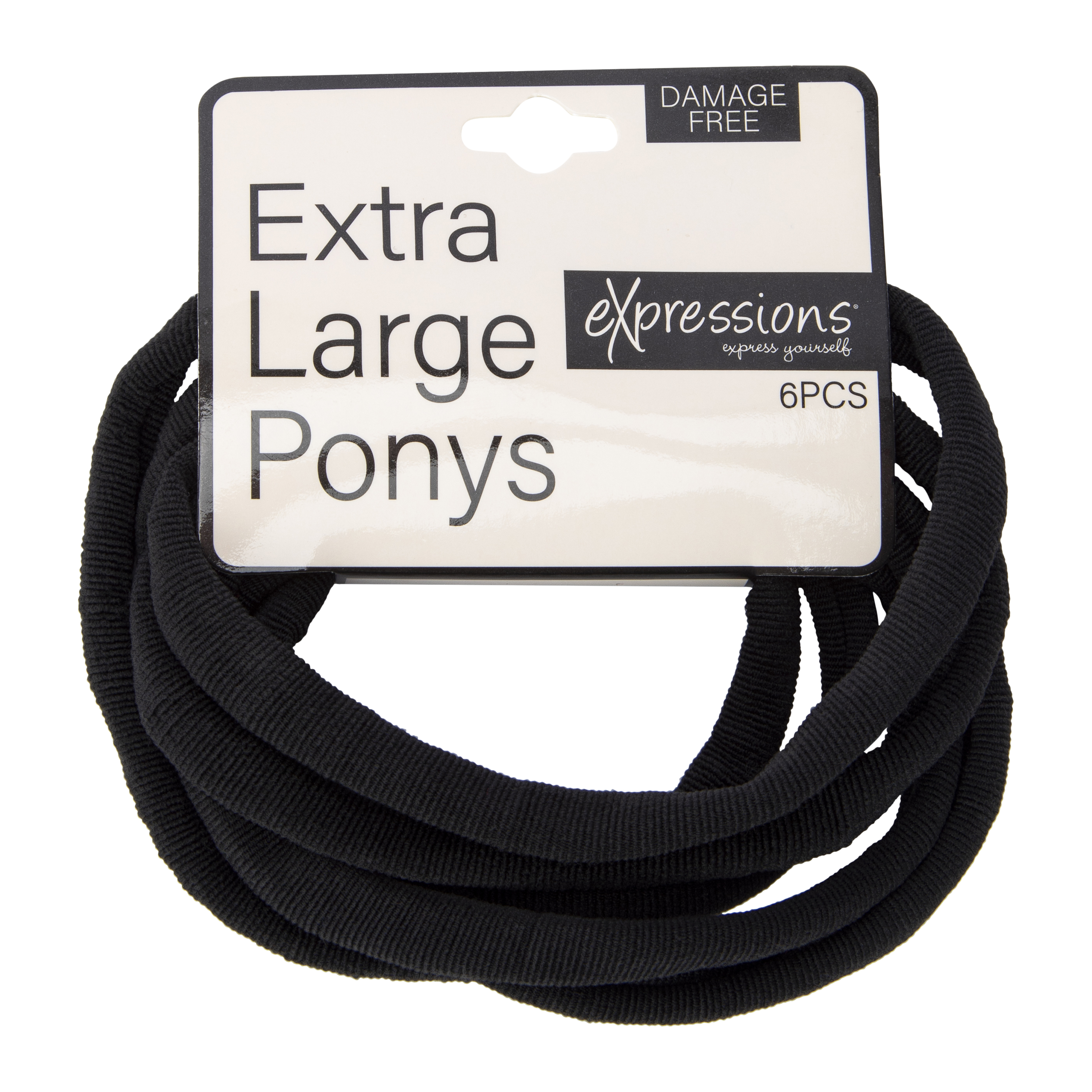 Extra Large Black Hair Elastics 6-Pack