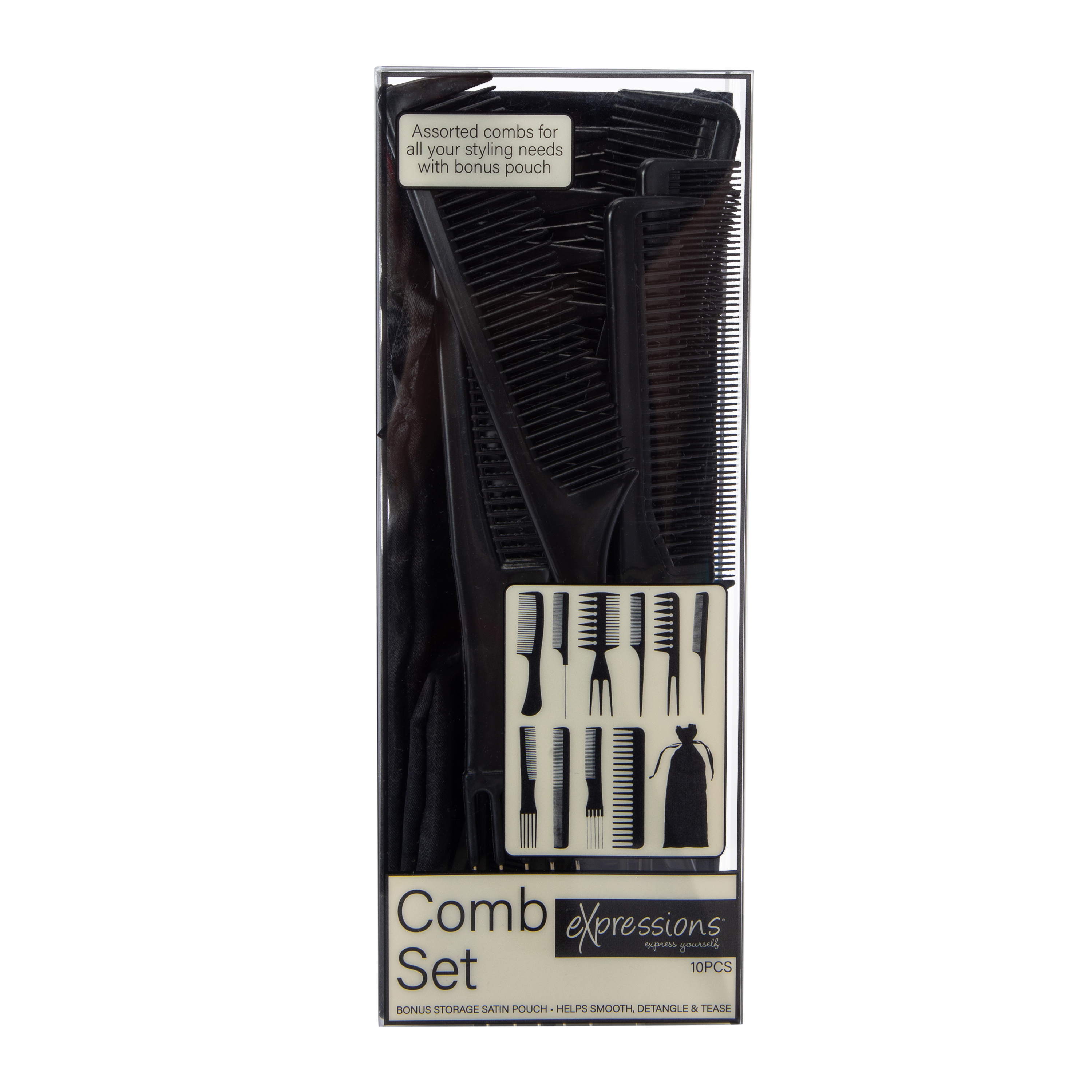 10-Piece Comb Set & Satin Pouch