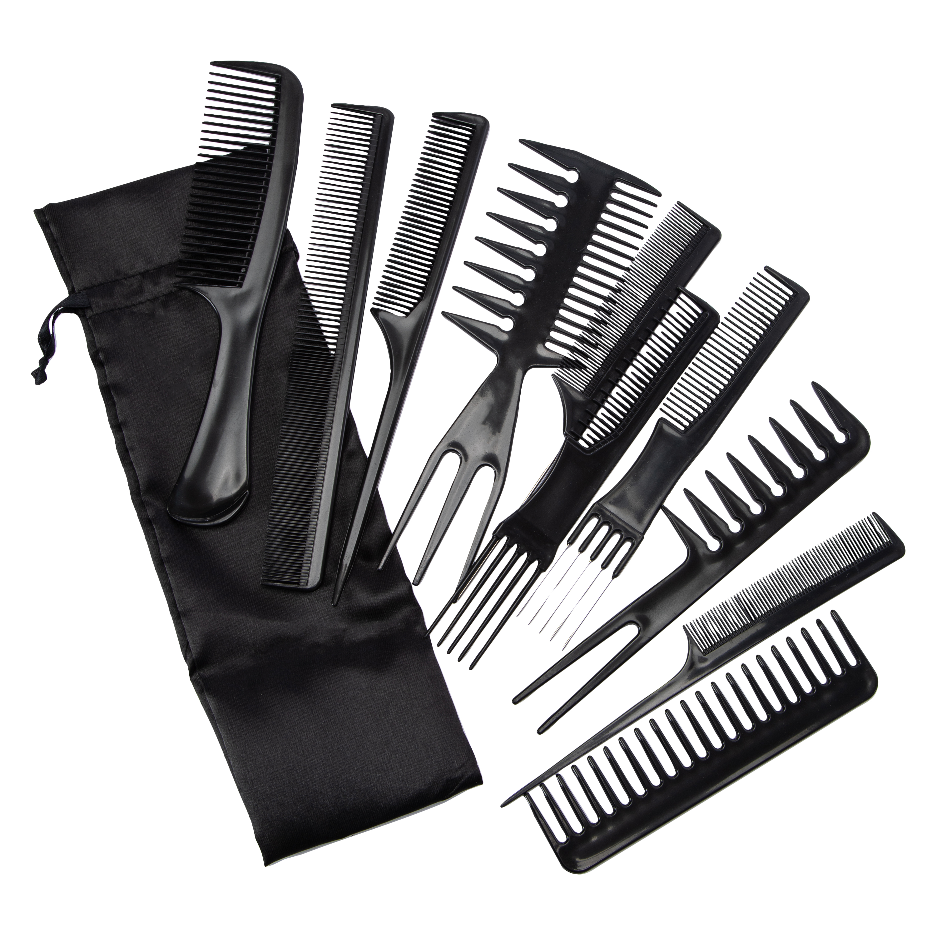10-Piece Comb Set & Satin Pouch