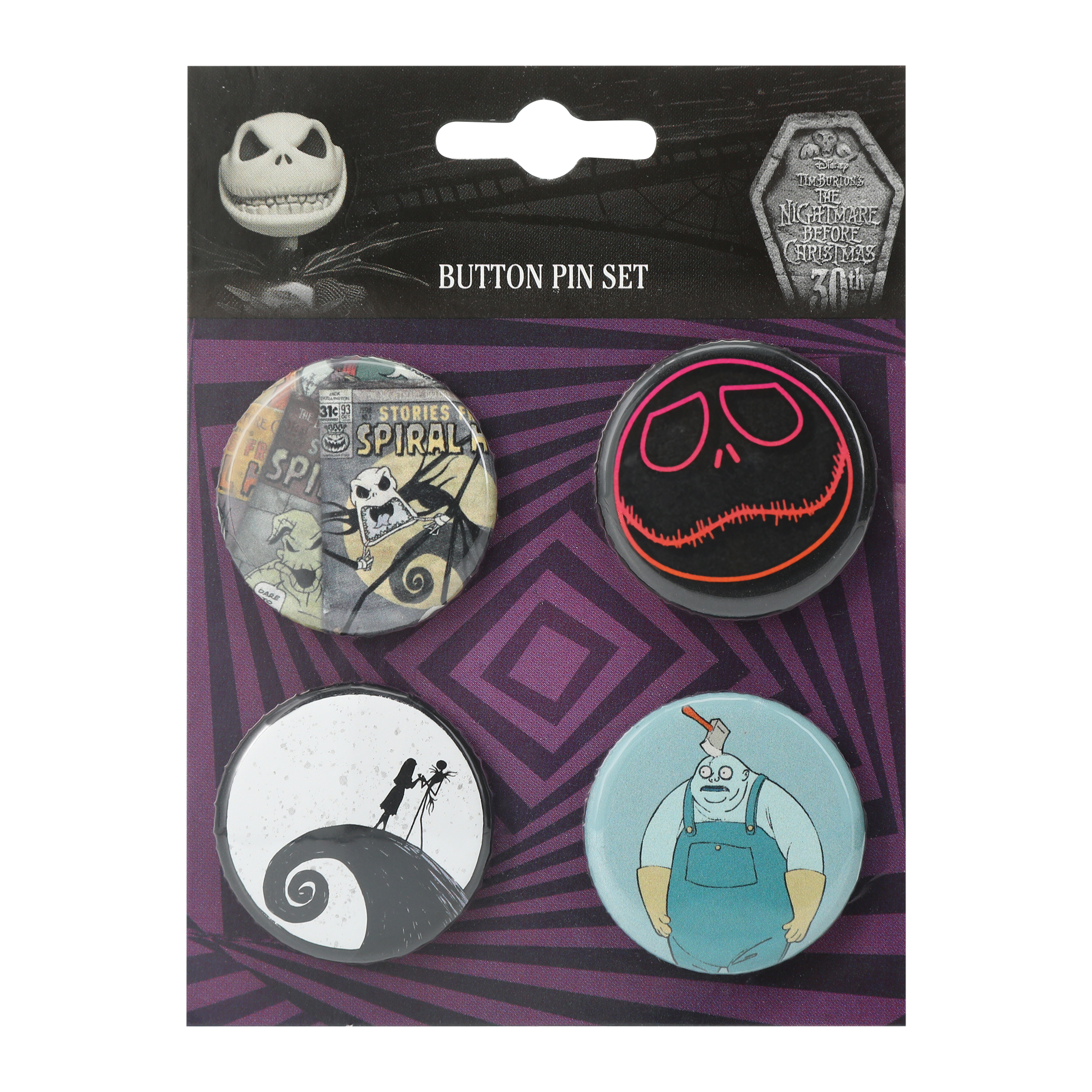 Disney Tim Burton's The Nightmare Before Christmas Pin Button Set 4-Count