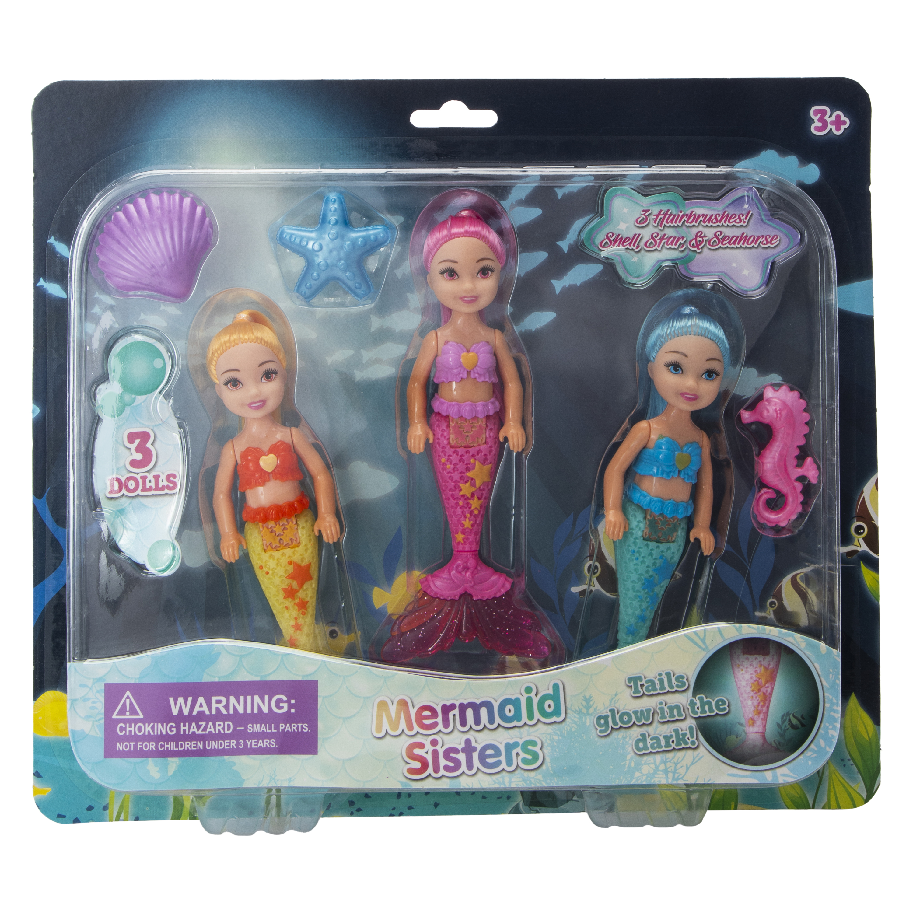 Mermaid Sisters Glow In The Dark Dolls 3-Count