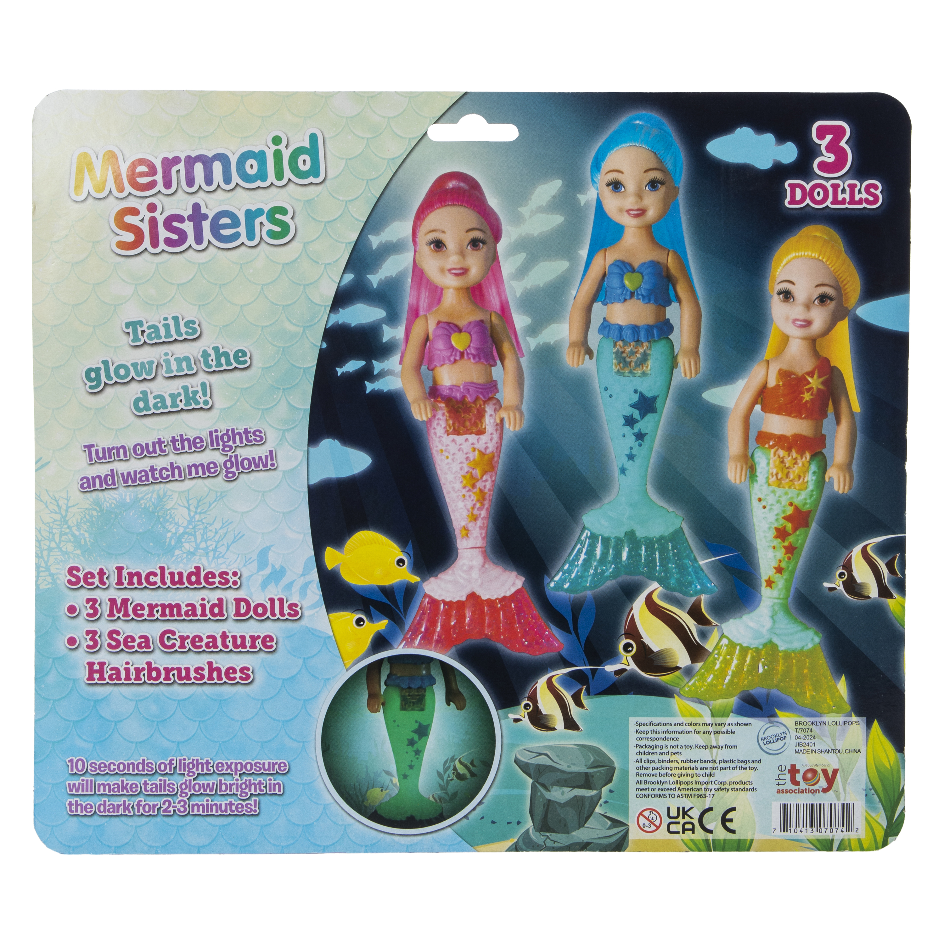 Mermaid Sisters Glow In The Dark Dolls 3-Count