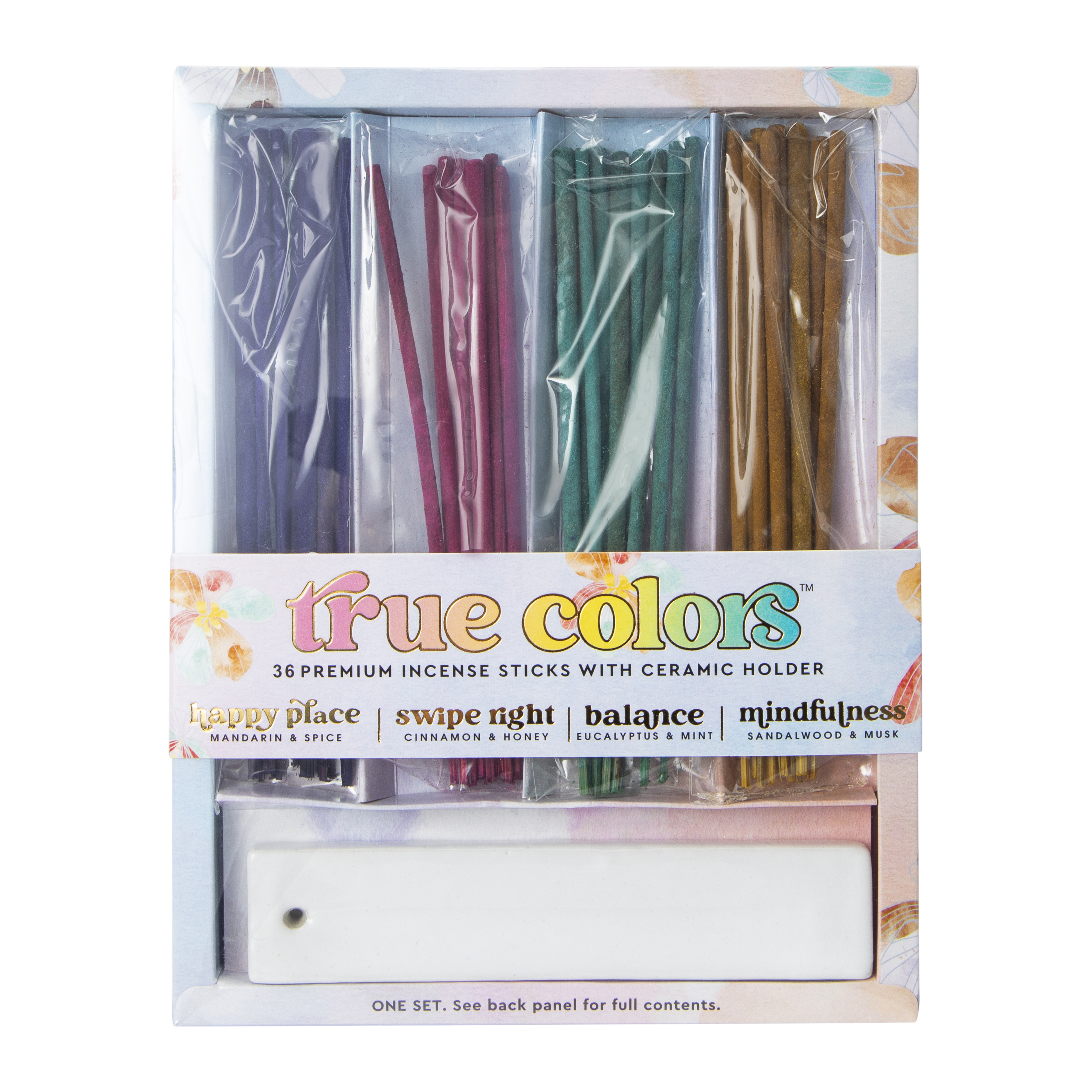 True Colors™ Premium 36 Incense Sticks With Ceramic Holder | Five