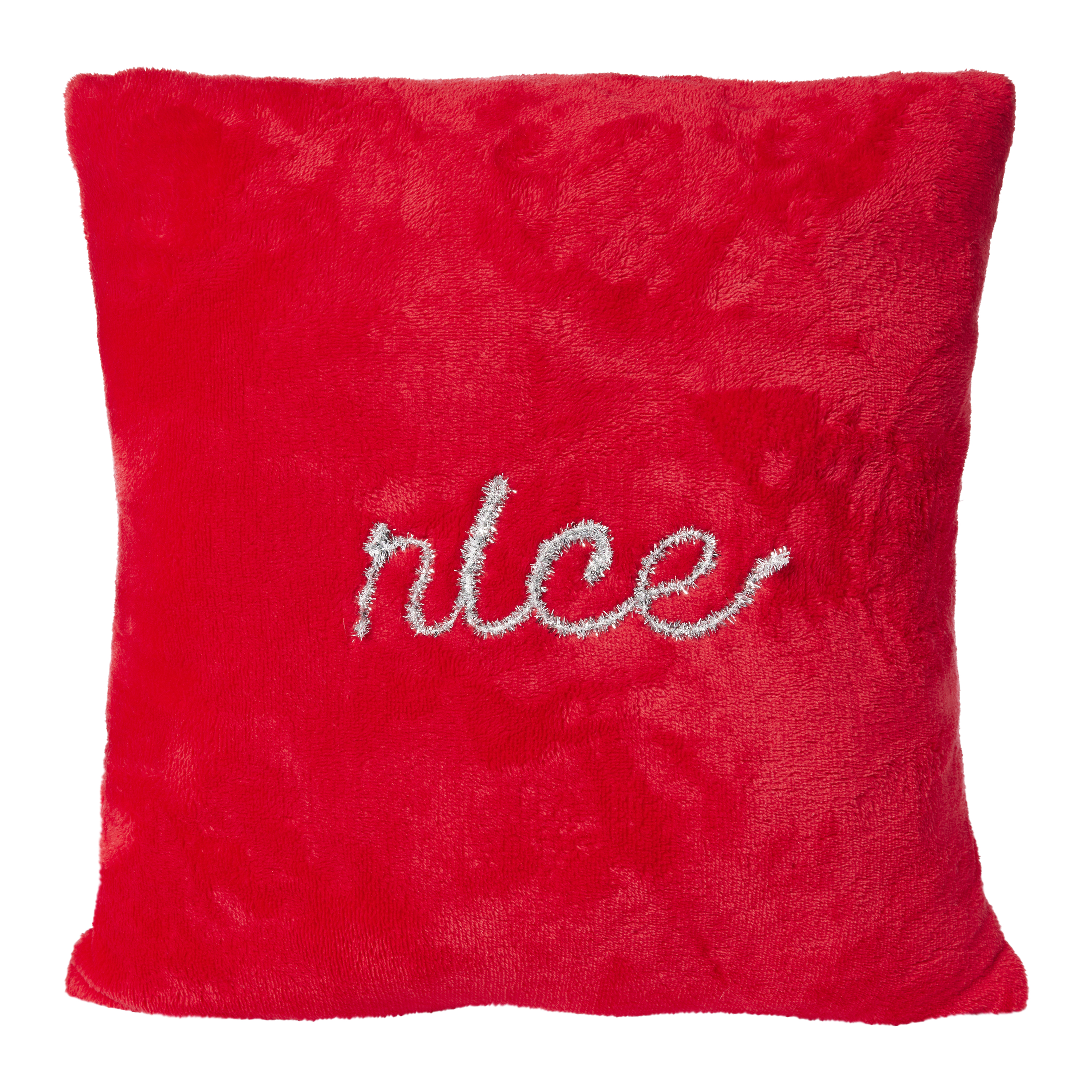 Naughty/Nice Reversible Holiday Tinsel Pillow 16in