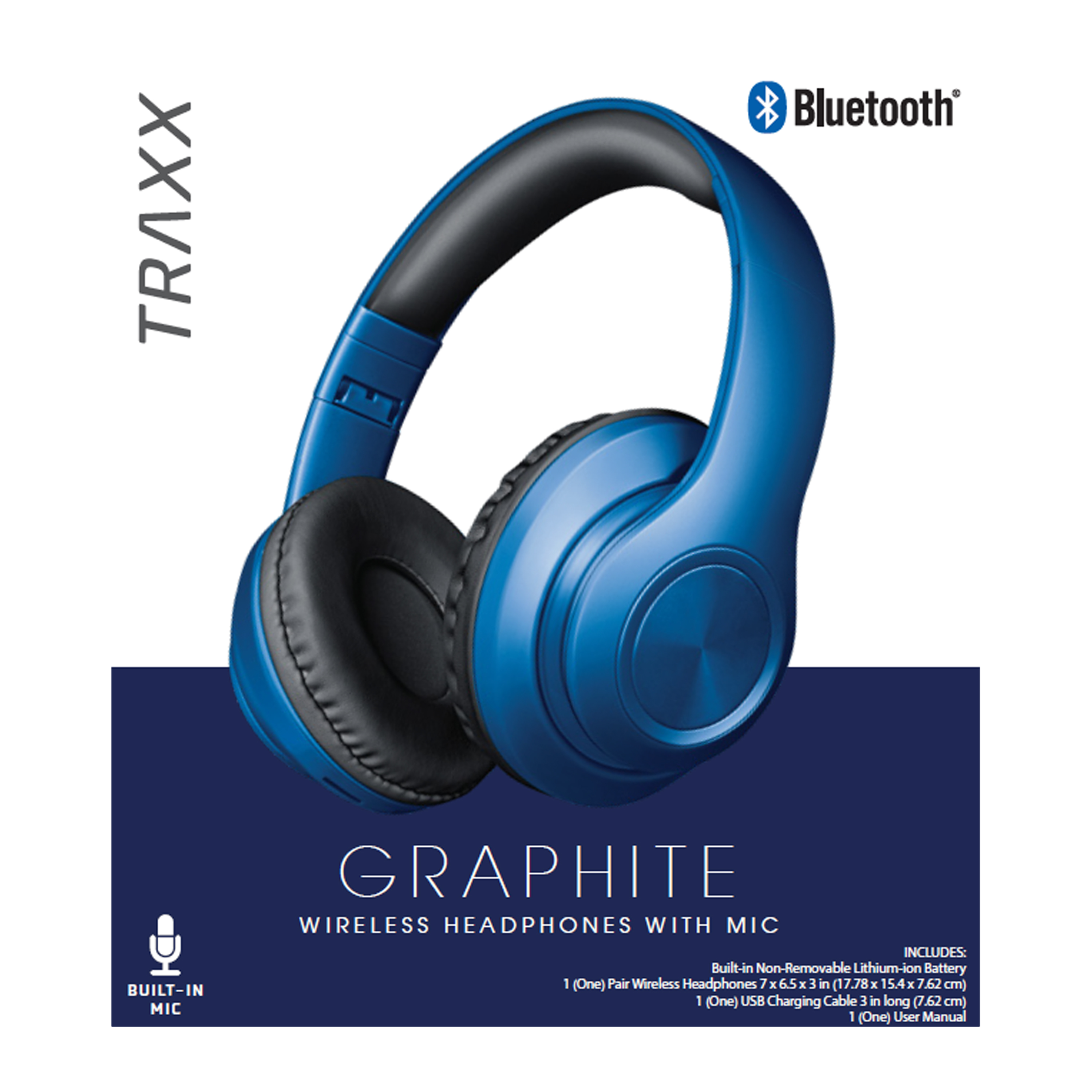 Graphite Bluetooth Wireless Headphones With Mic