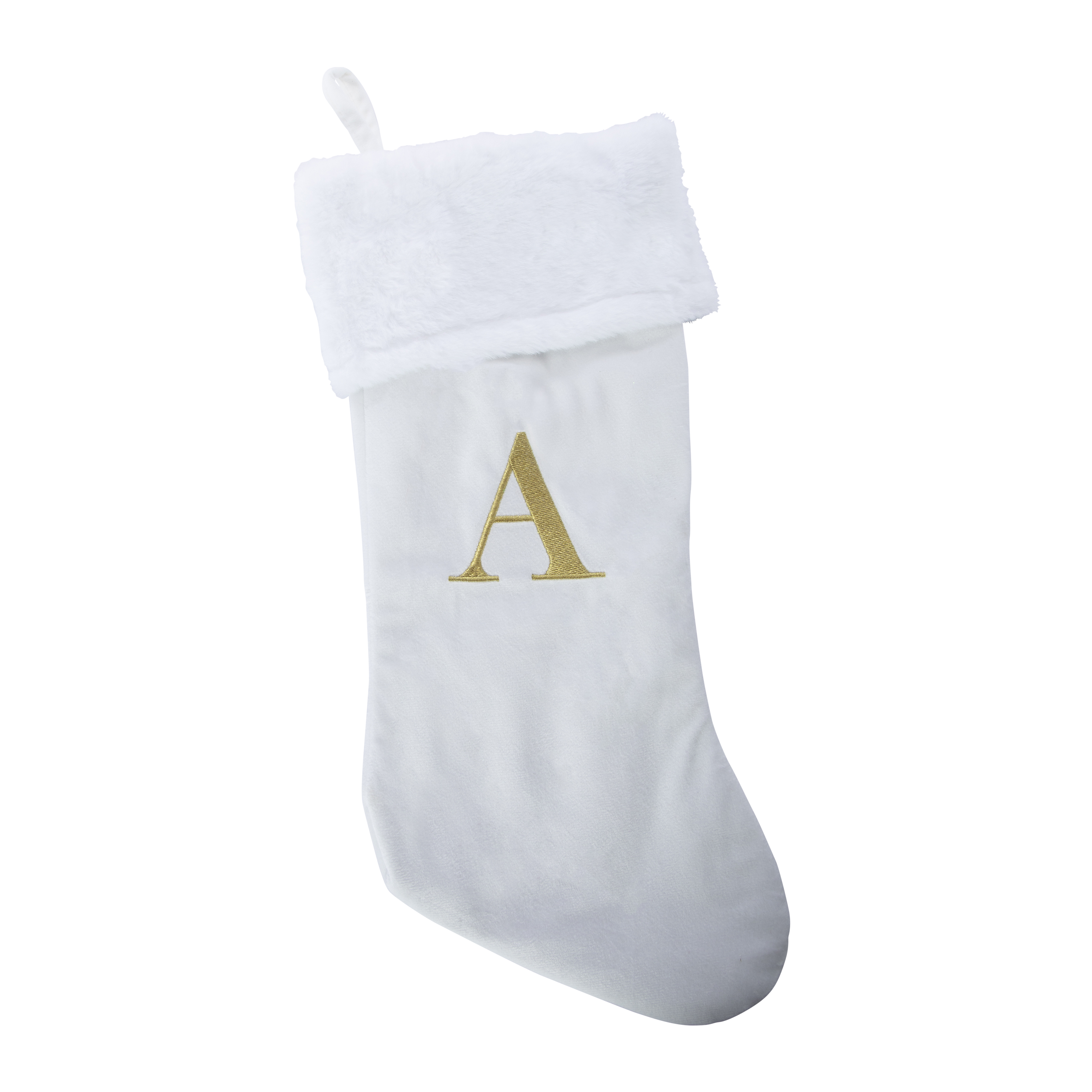 Cream Monogram Christmas Stocking