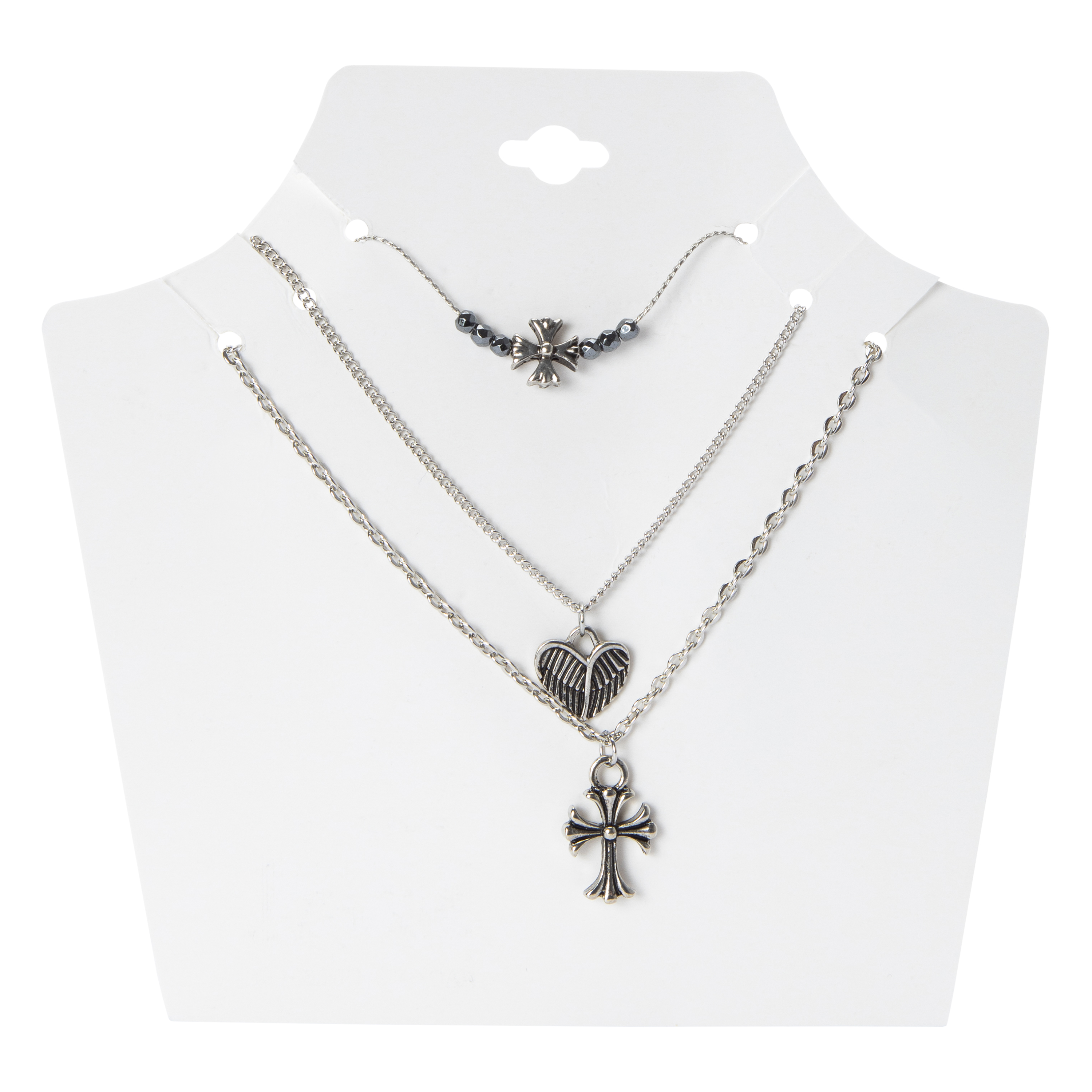 Gothic Cross Layered Necklace 3-Piece Set