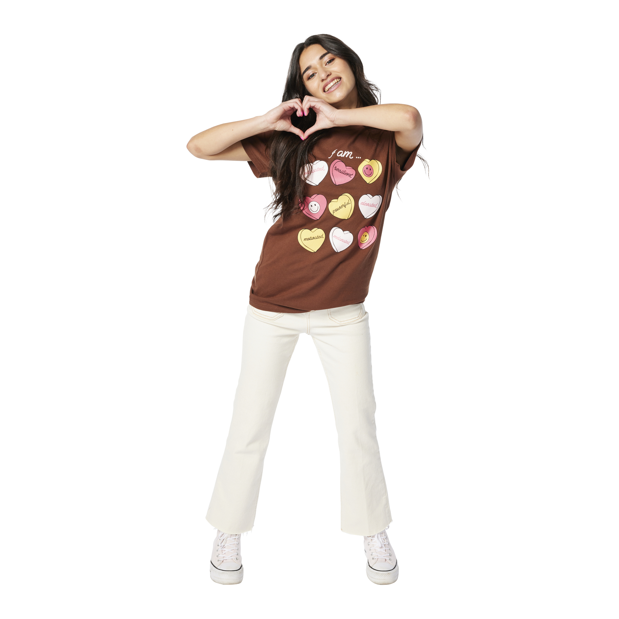 Candy Heart Inspirational Message Graphic Tee