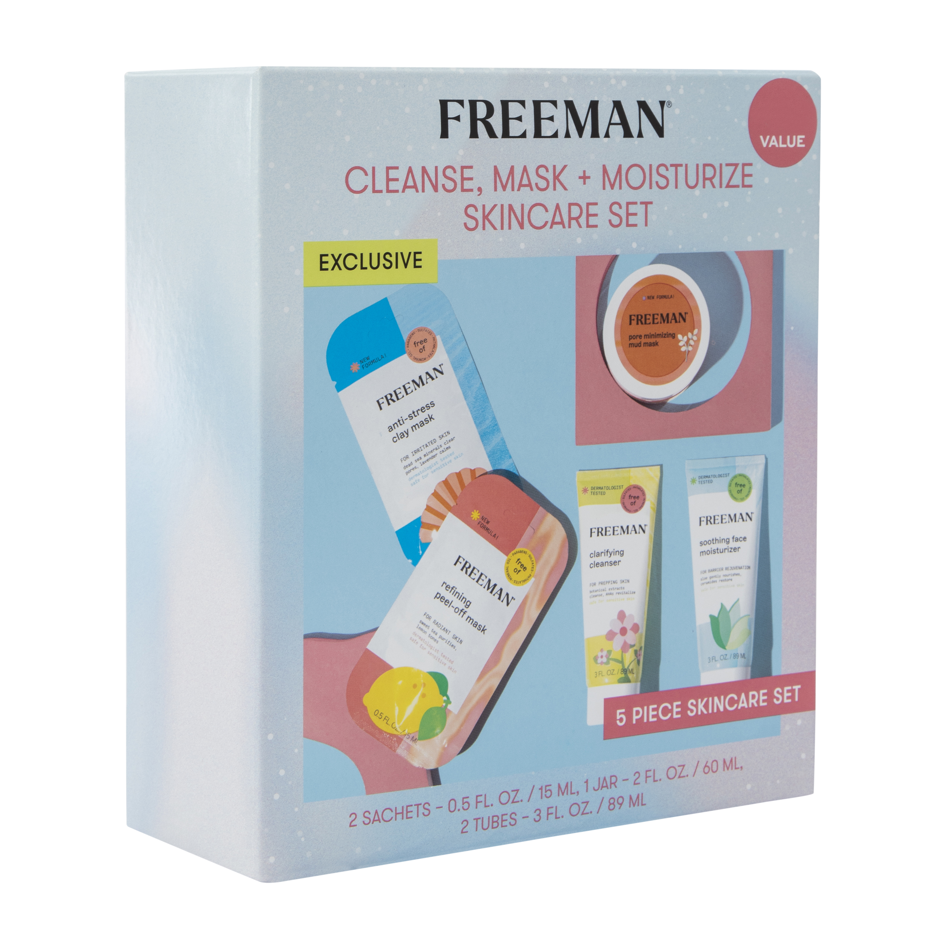 Freeman® Cleanse, Mask & Moisturize 5-Piece Skincare Set