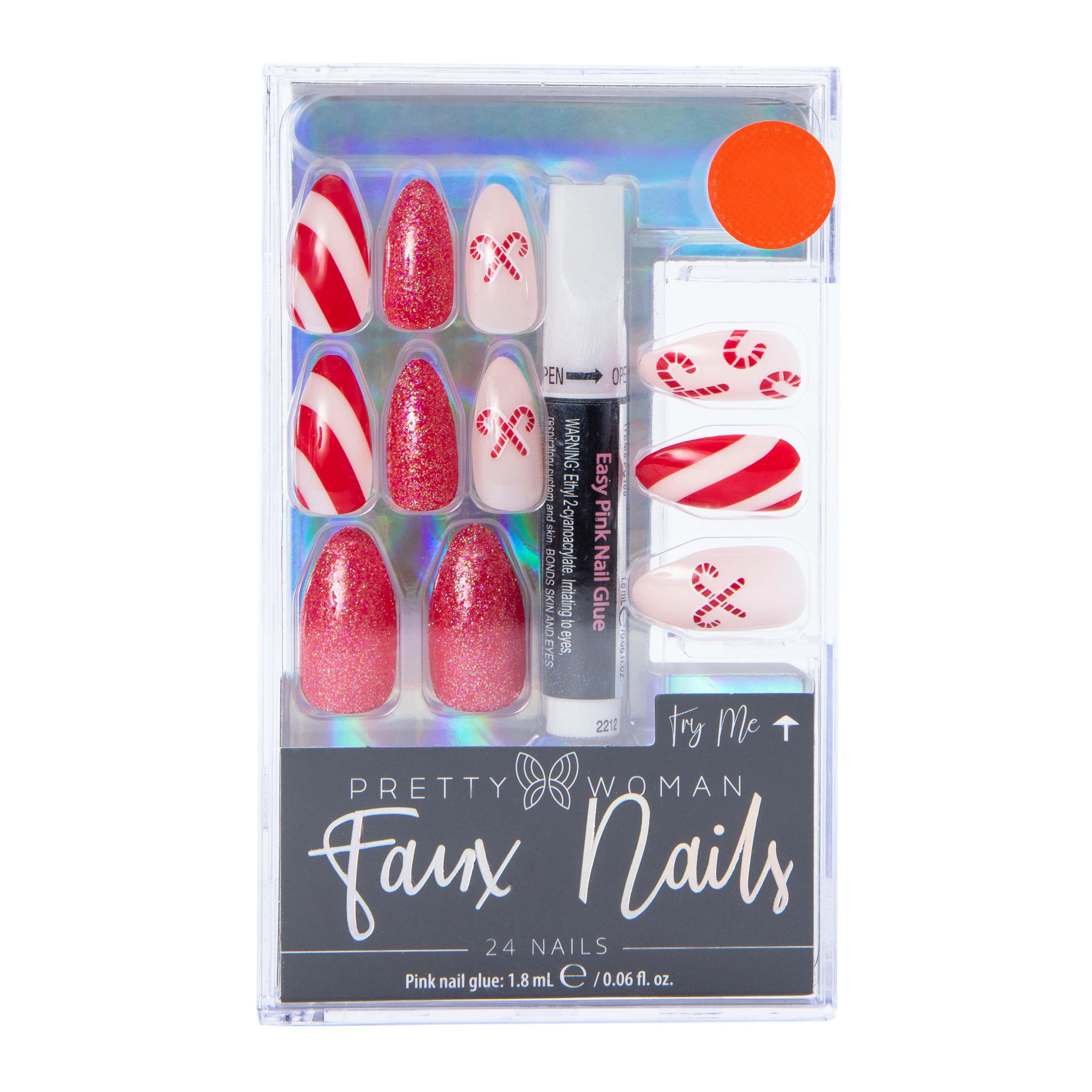 Pretty Woman Holiday Faux Nails 24-Piece Set With Nail Glue