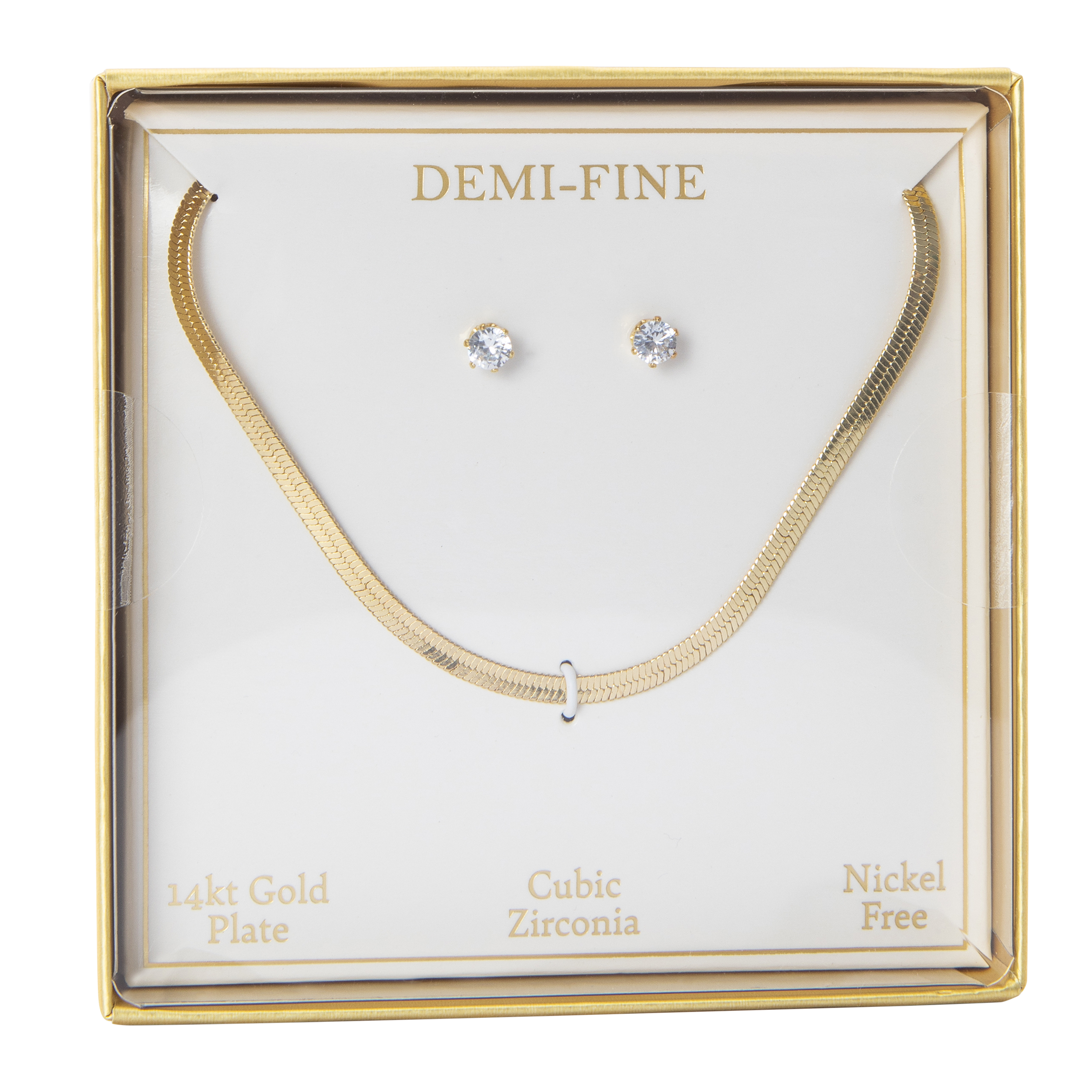 Demi-Fine Gold Necklace Earrings Set Five Below