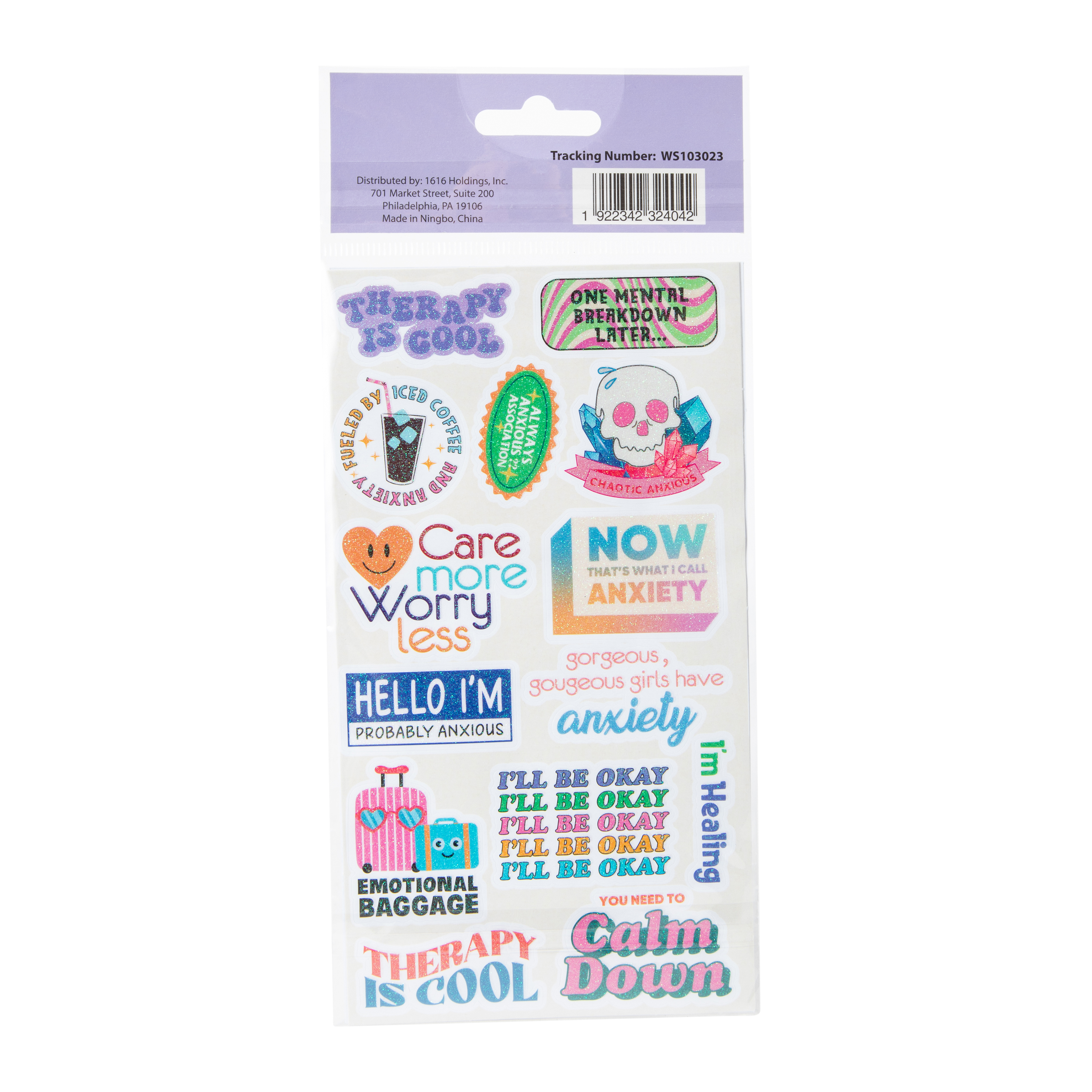 Anxiety Glitter Stickers 4-Sheets