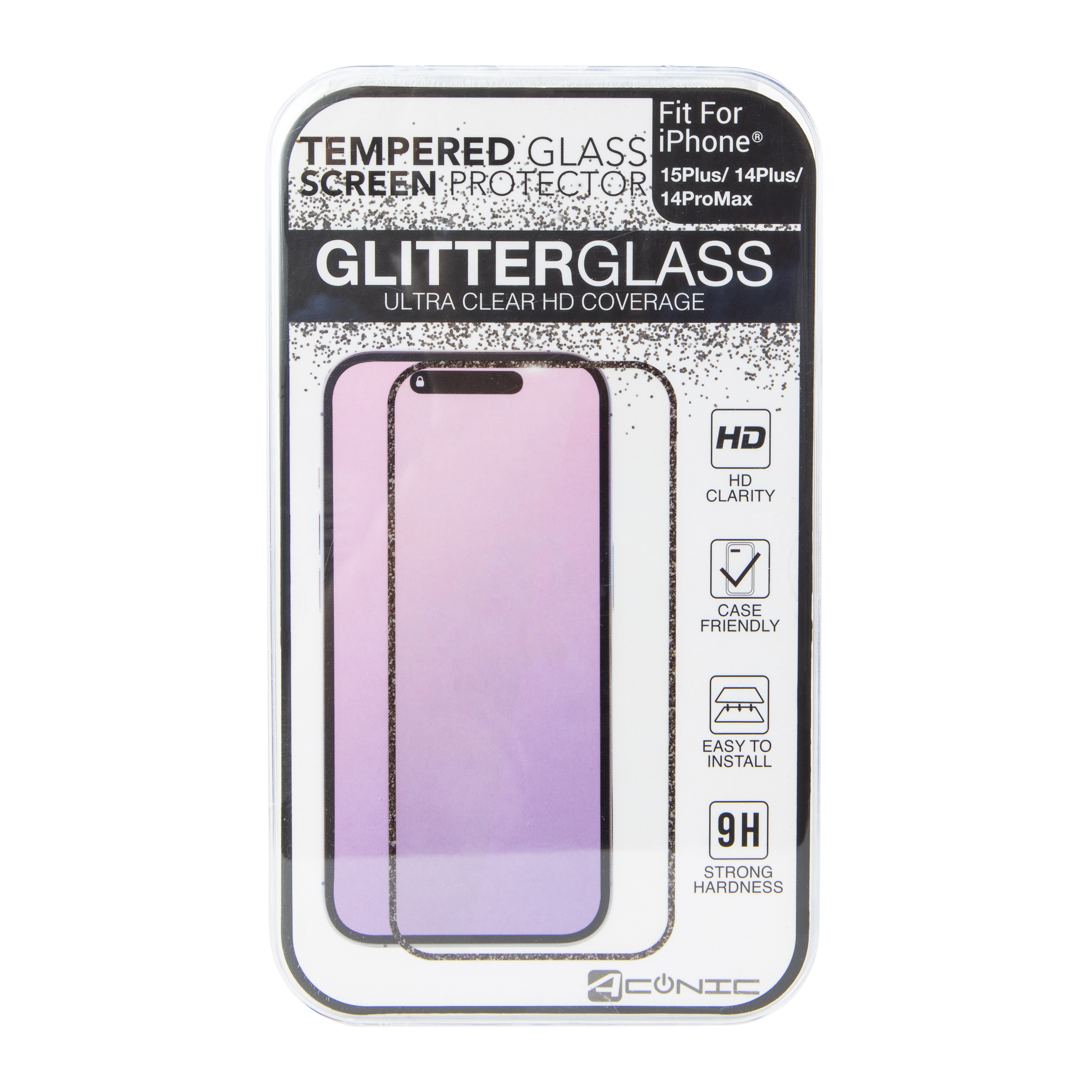 Tempered Glass Glitter Screen Protector For iPhone 15 Plus®/14 Pro Max®