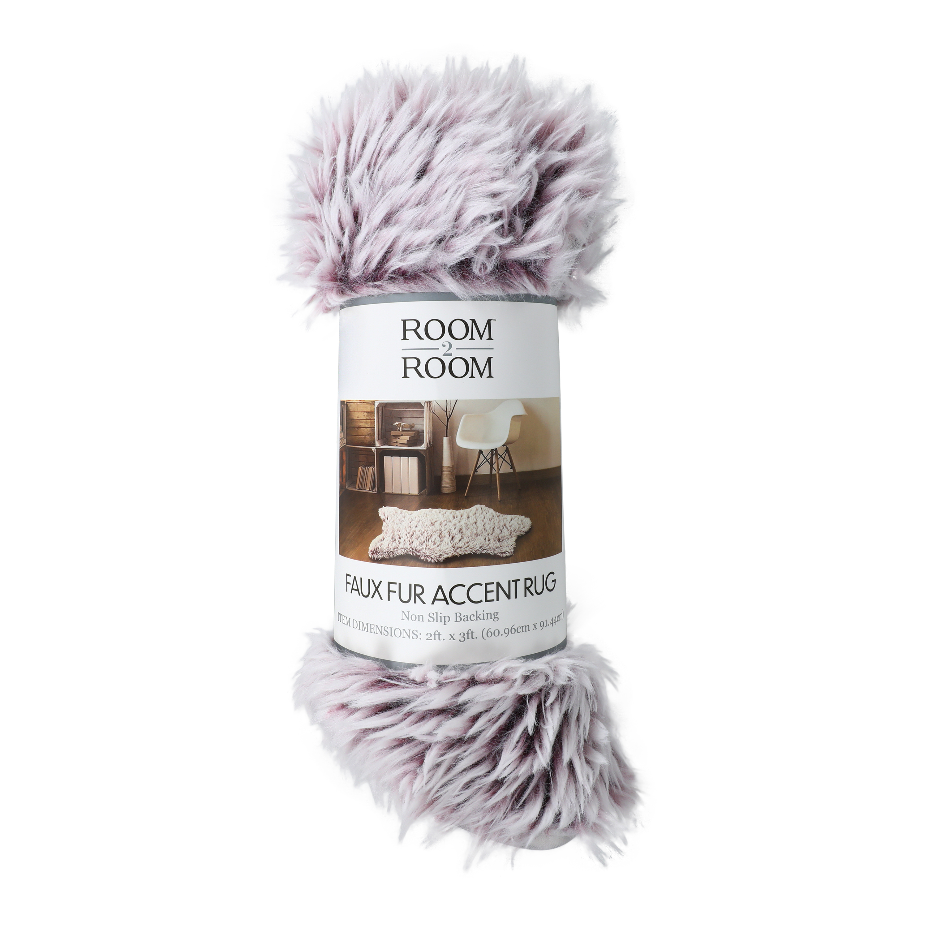 Pink Faux Fur Accent Rug 2ft x 3ft