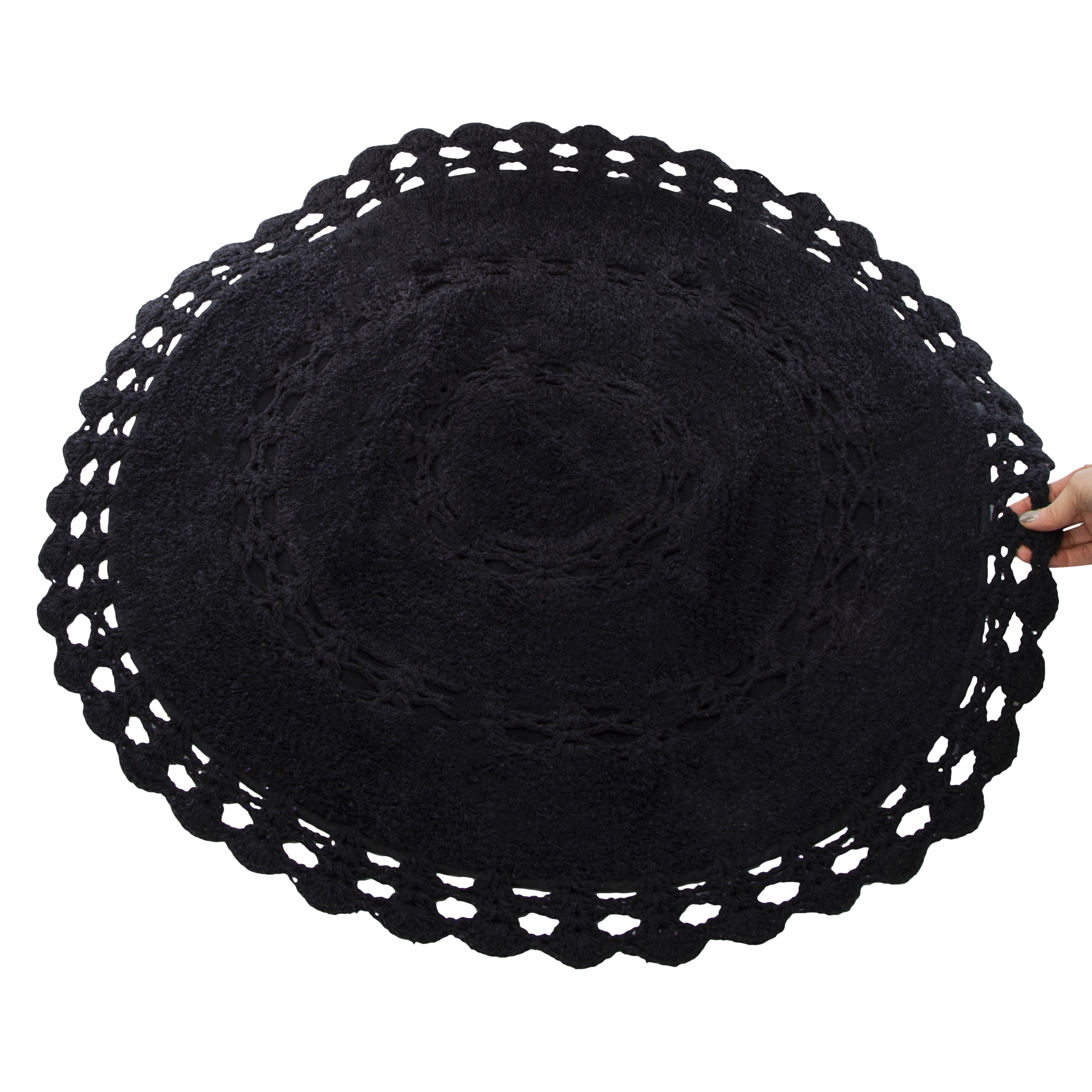 Cotton Crochet Round Rug 32in